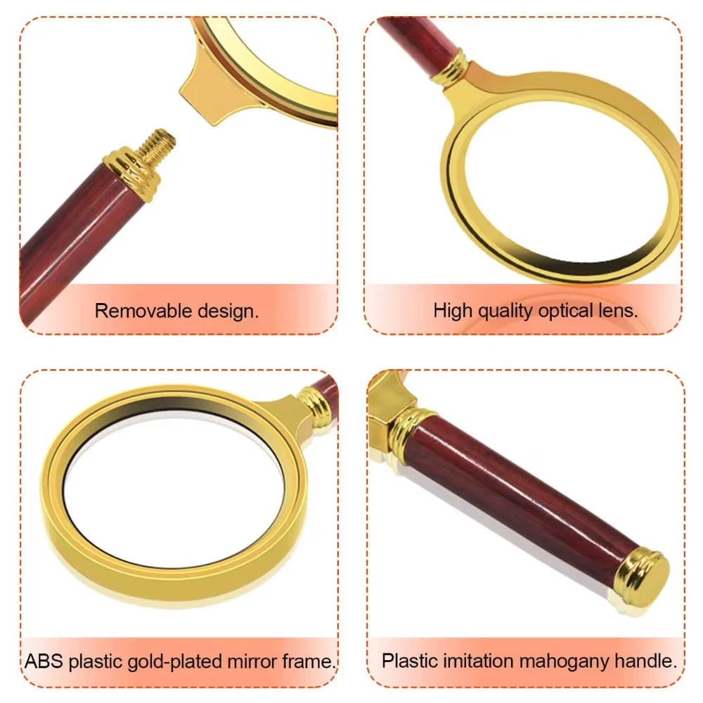Vintage Magnifying Glass 10X Magnifying Glass Wood AntiqueBrass Magnifier