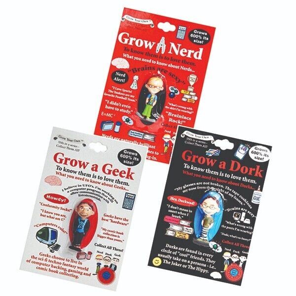SET OF 3 Grow your own DORK - NERD - GEEK - Fun Gag Joke Novelty