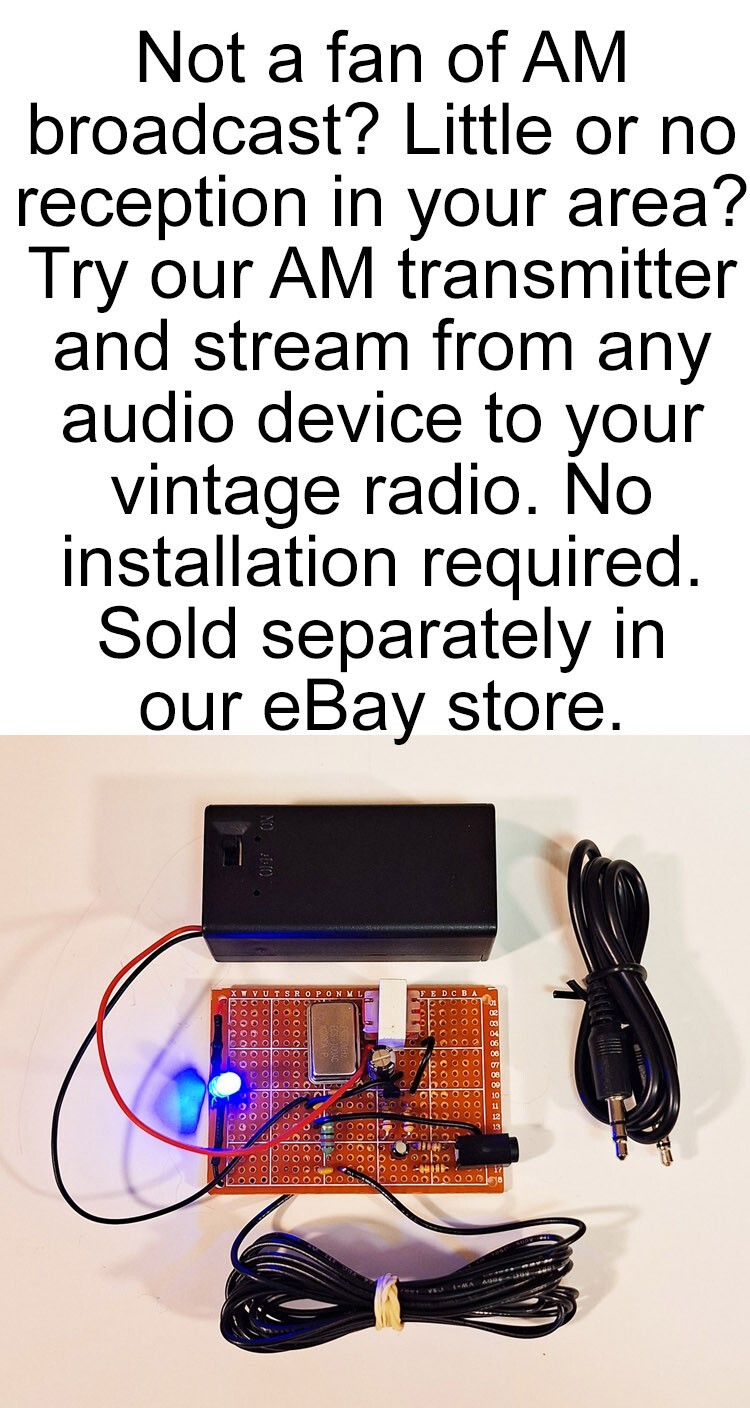 AM Transmitter - Stream to Your Vintage Tube Radio - 3.5mm Aux, Mp3, Bluetooth
