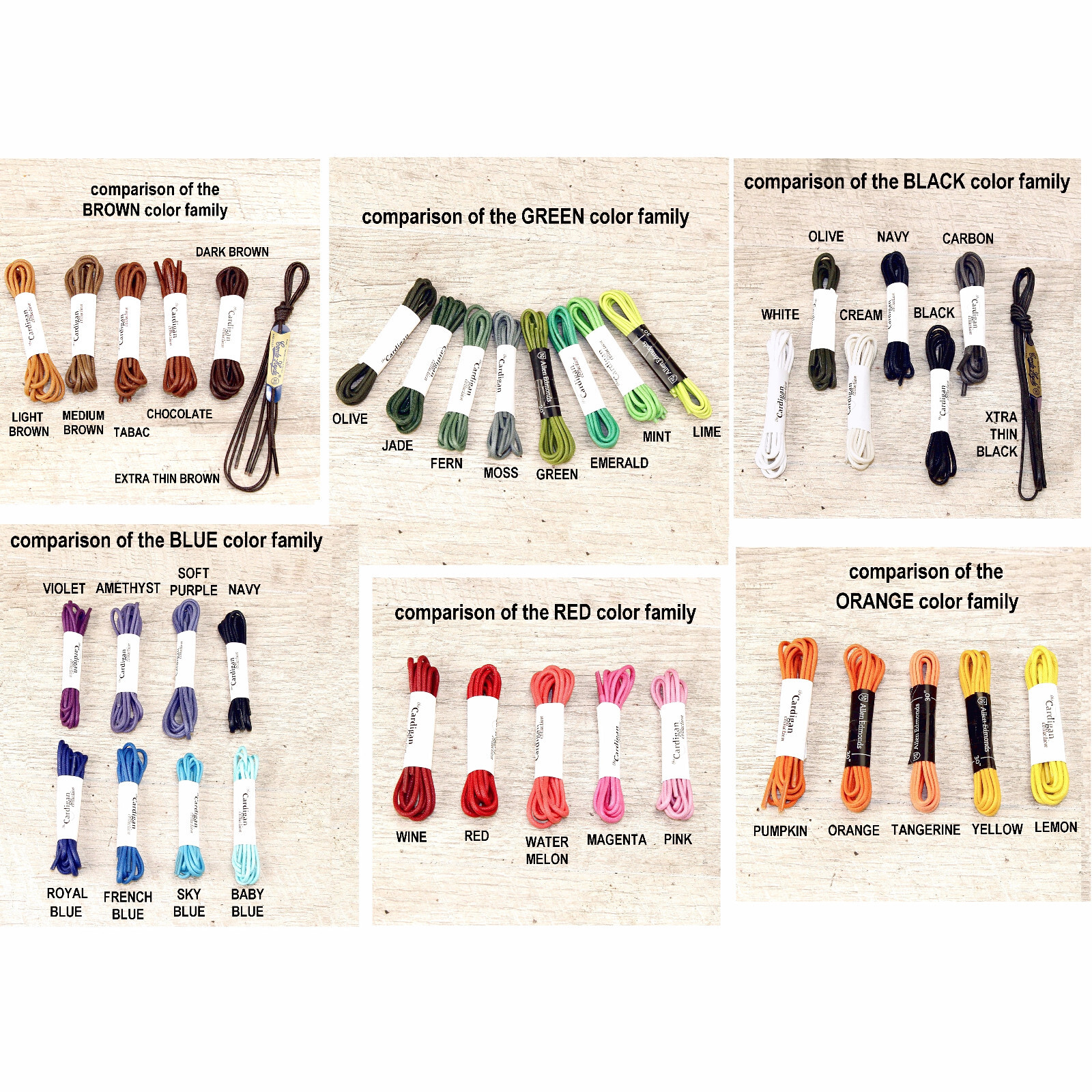 MIX MATCH COLORS dress SHOELACES laces (any qty =one ship charge) Allen Edmonds