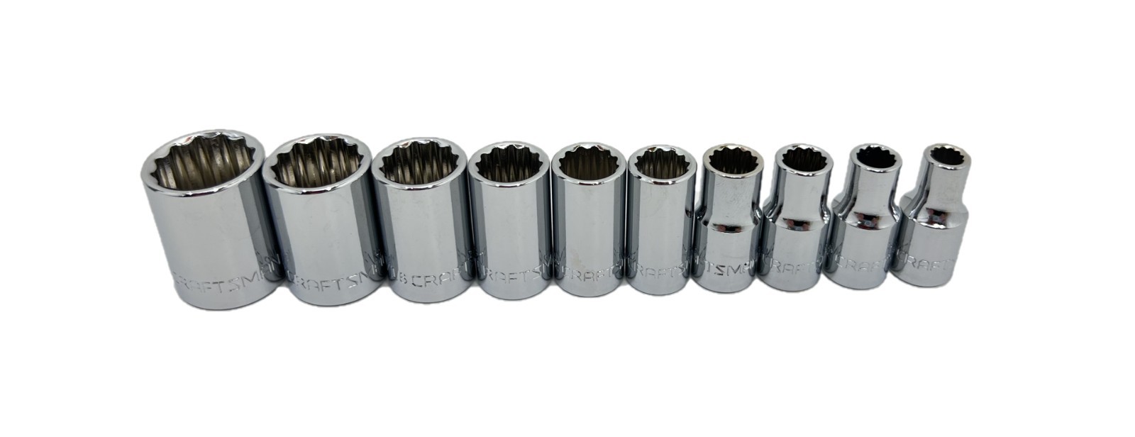 NEW CRAFTSMAN 10 pc 1/4 INCH DRIVE STANDARD SAE 12 POINT SHALLOW SOCKET SET