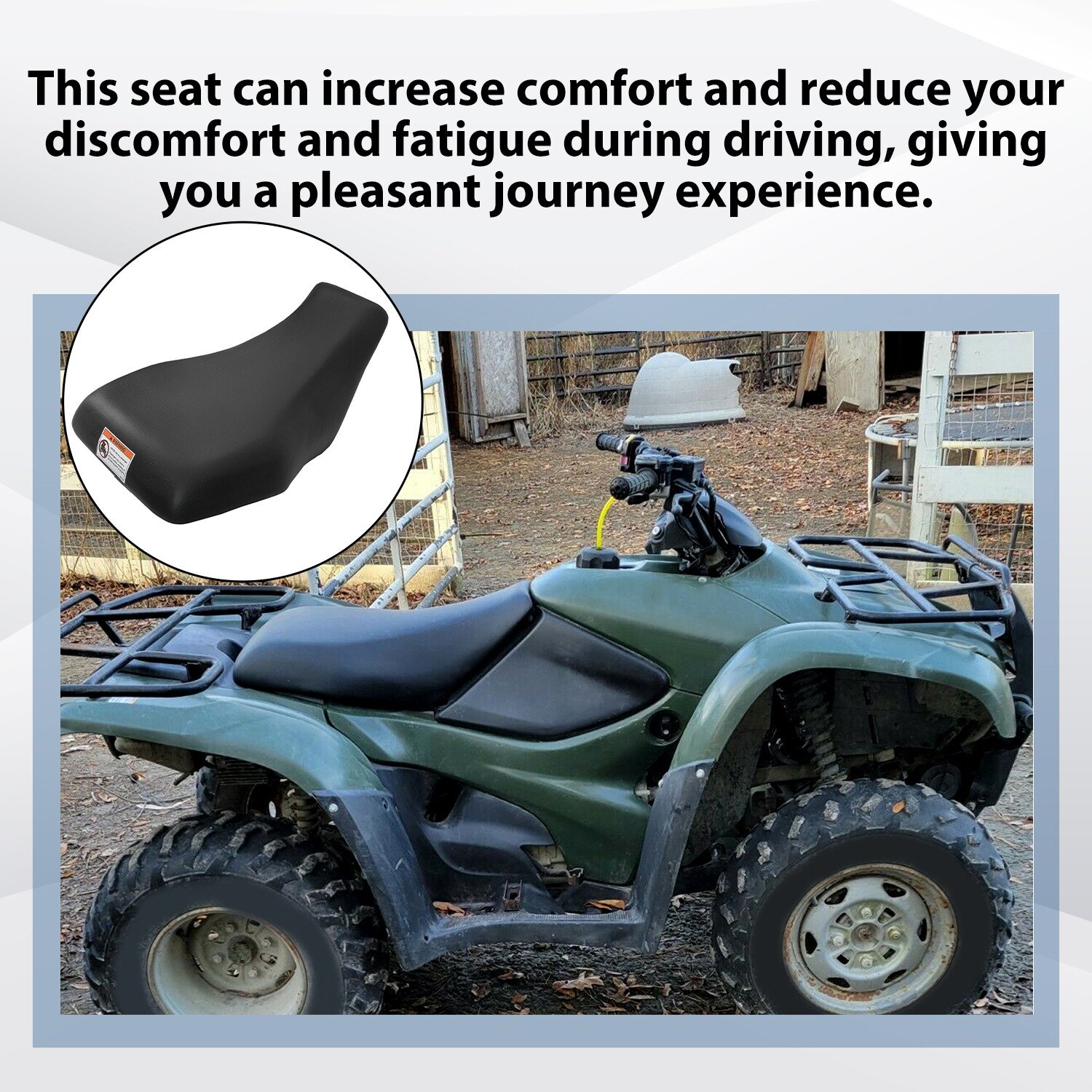 For Honda TRX 420 Rancher 2007-2013 & 420 FA FPA 2014 ATV Black Complete Seat