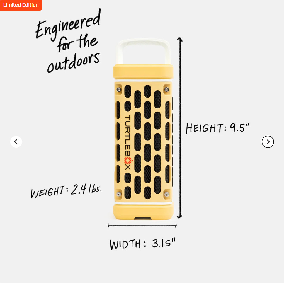 Turtlebox Ranger Loud Outdoor Bluetooth Speaker Yellow – Limited Edition NEW