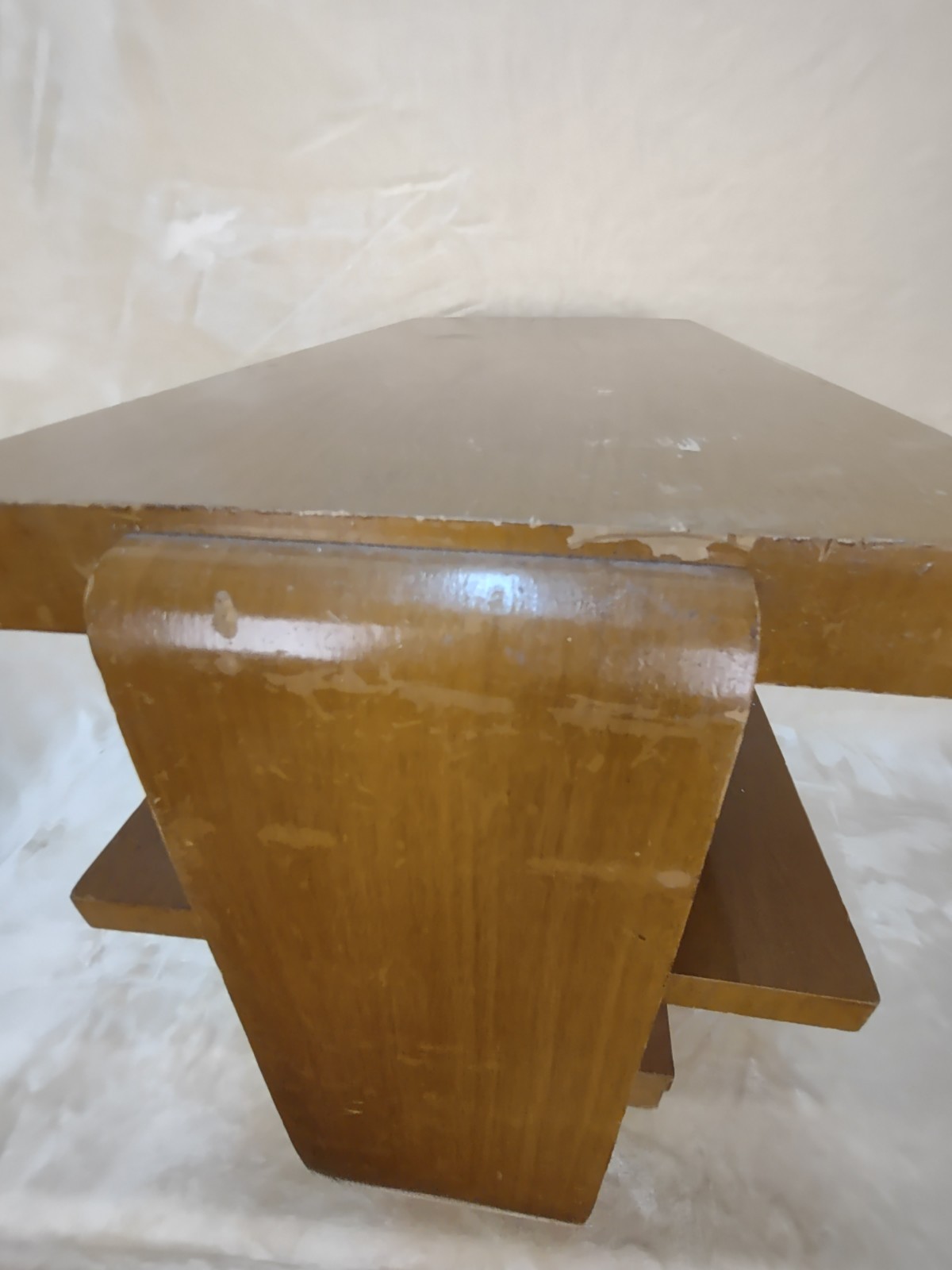 Gilbert Rohde Brown Saltman Style Art Deco Wood Table 1947? FOR RESTORATION