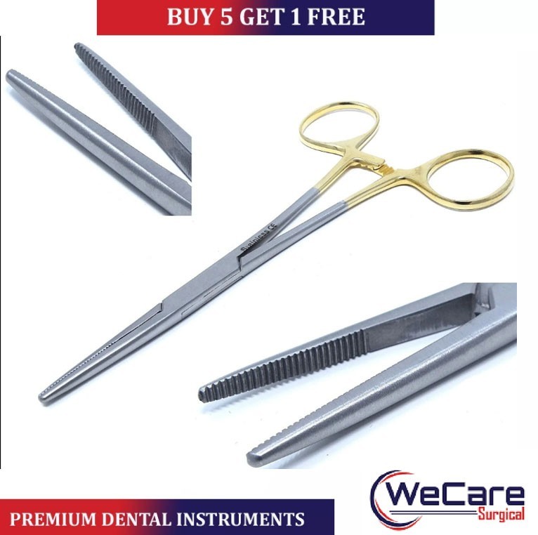 GOLD Kelly Hemostat Forceps 5.5" Straight Surgical Dental Instruments German