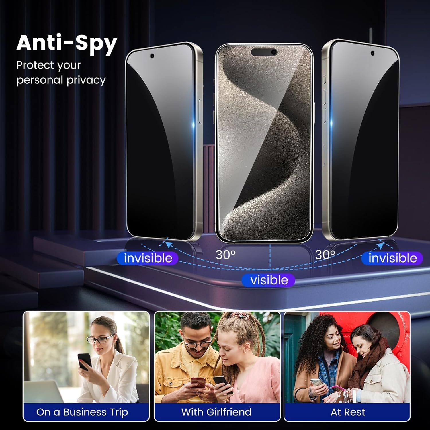 Wholesale Privacy Anti Spy GLASS Screen Protector For iPhone 15 Pro Max 14 13 12