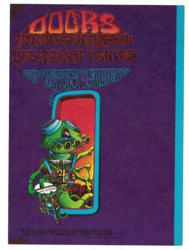 THE DOORS ALLMEN JOY 1967 DENVER COLORADO BILL GRAHAM POSTCARD FDD-18 N/M B-8