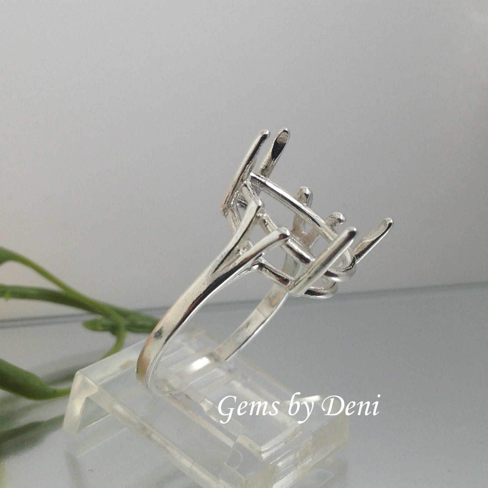 (7x5-20x15mm) Pear Wire Mount Sterling Silver Pre-Notched Ring Setting Size 5-9