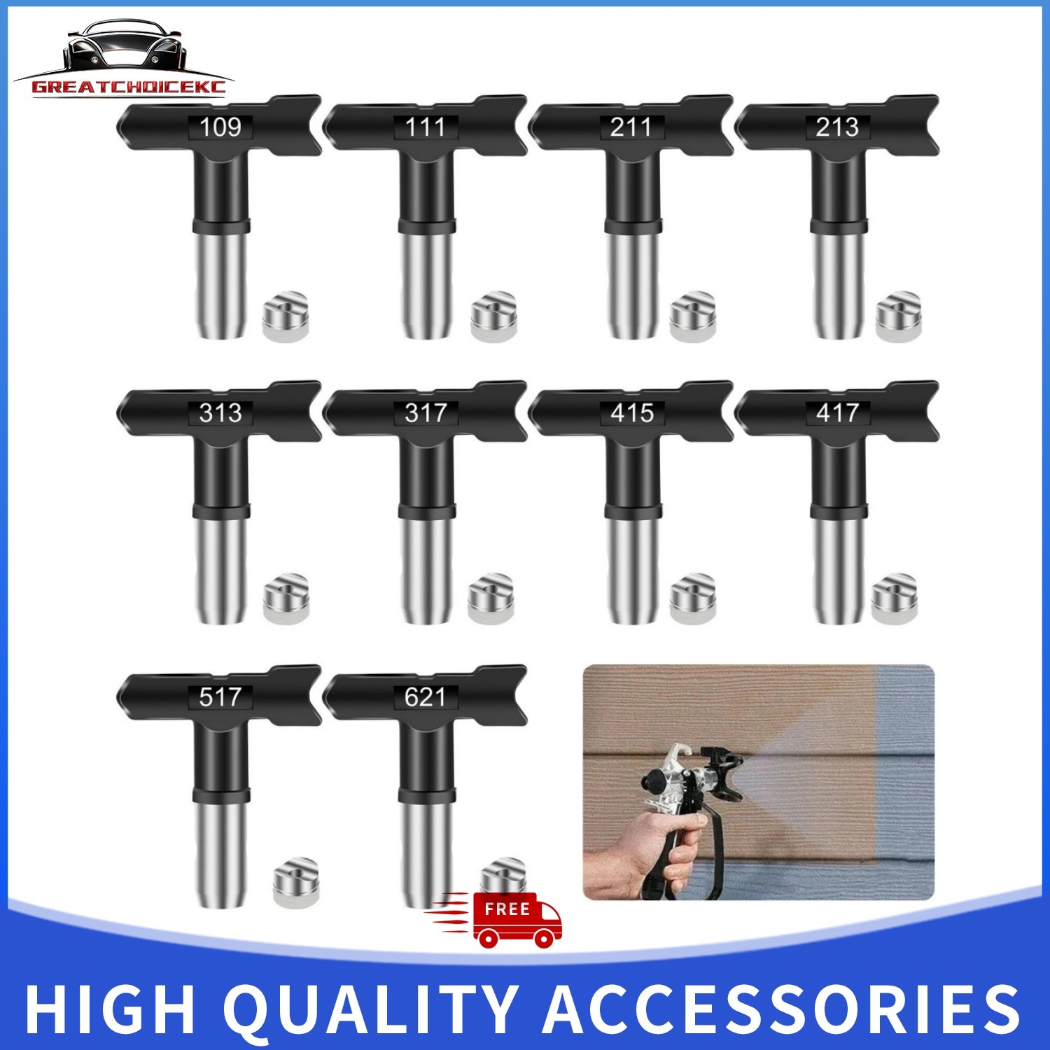 For 109-621 Series 10Pcs Reversible Spray Tips For Airless Paint Sprayer Nozzle