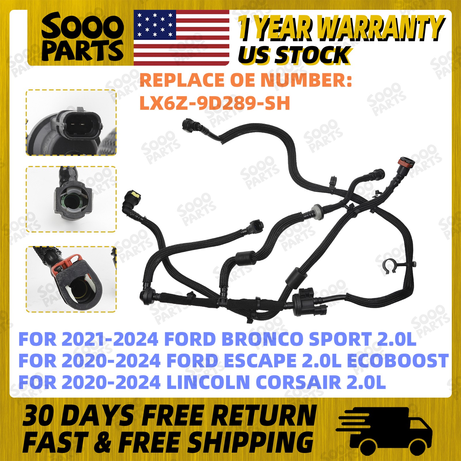 Fuel Drain Tank Hose For 2020-2024 Ford Bronco Sport Escape 2.0L LX6Z-9D289-SH