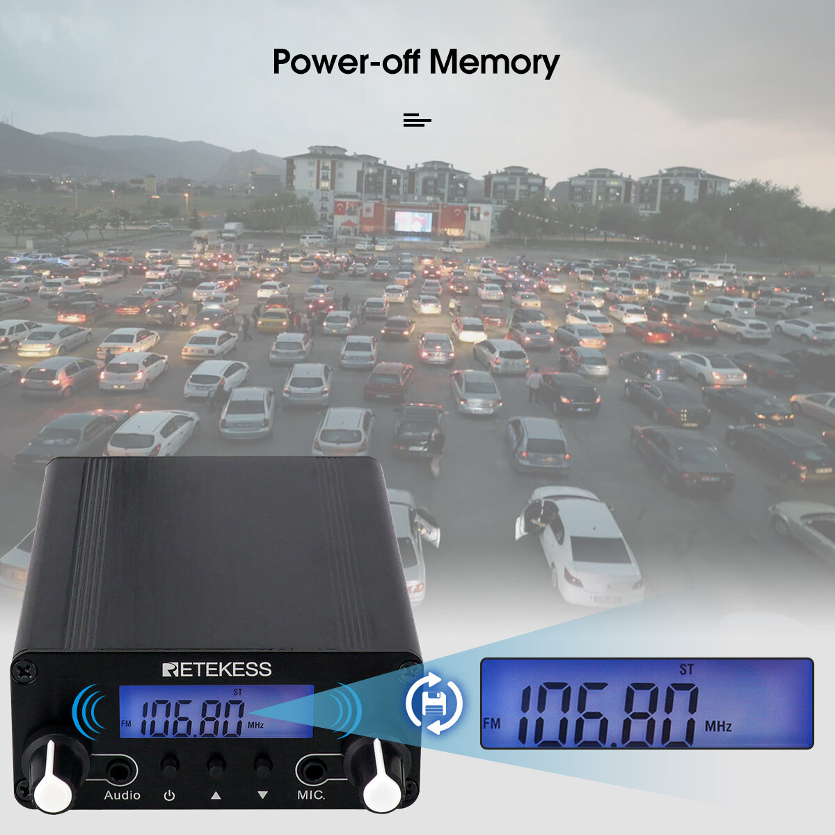 Retekess TR508 FM Transmitter Broadcast Stereo Radio Station Church Drive in Car