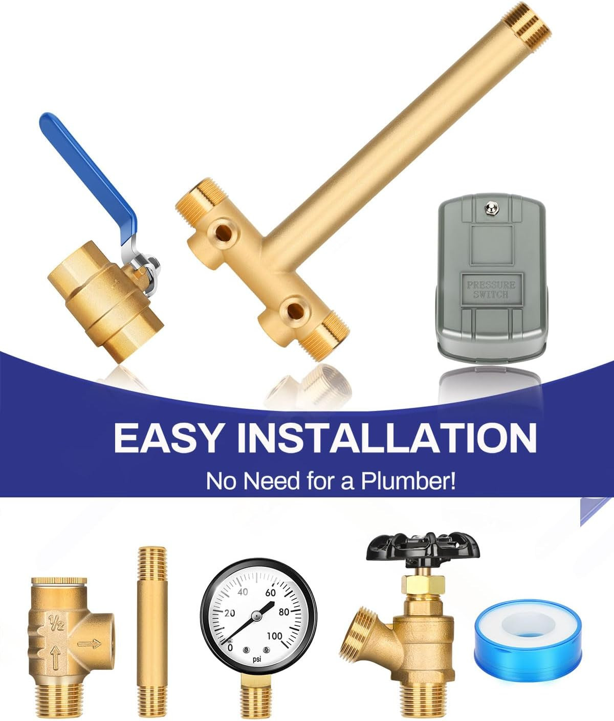 Upgraded 1"X 11"Well Pressure Tank Tee Kit for Water Well Pressure Tank, Well Ta