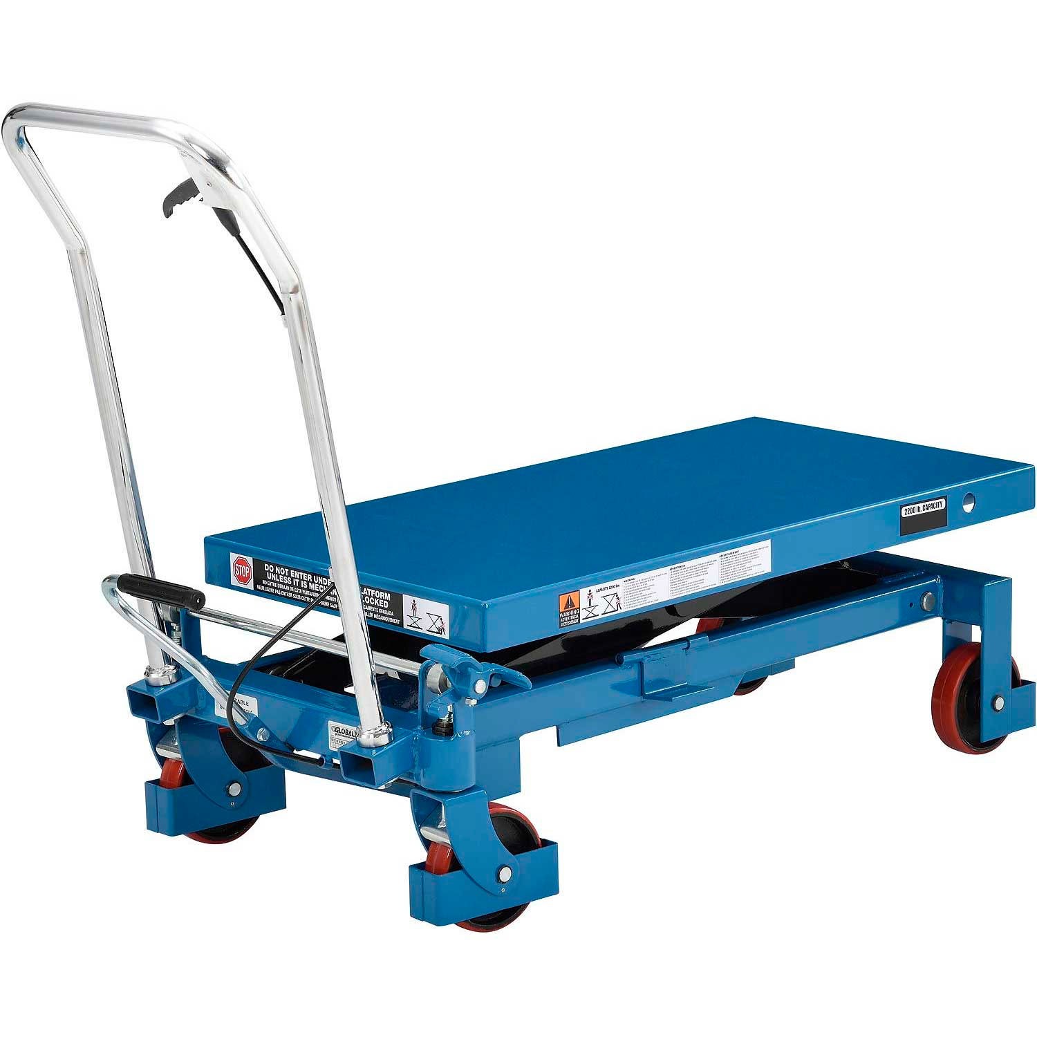 2200 Lb. Capacity Mobile Heavy Duty Scissor Lift Table 40 x 20 Platform