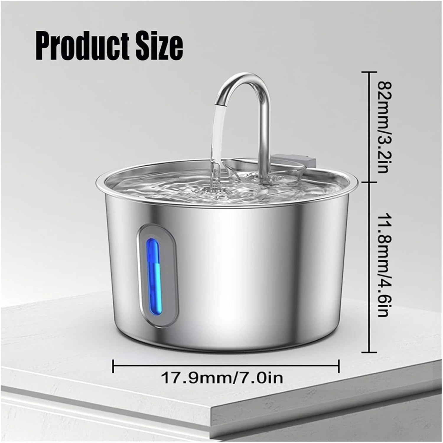 Automatic Cat Water Fountain, 2.2L/75oz Stainless Steel Pet Drinking Dispenser