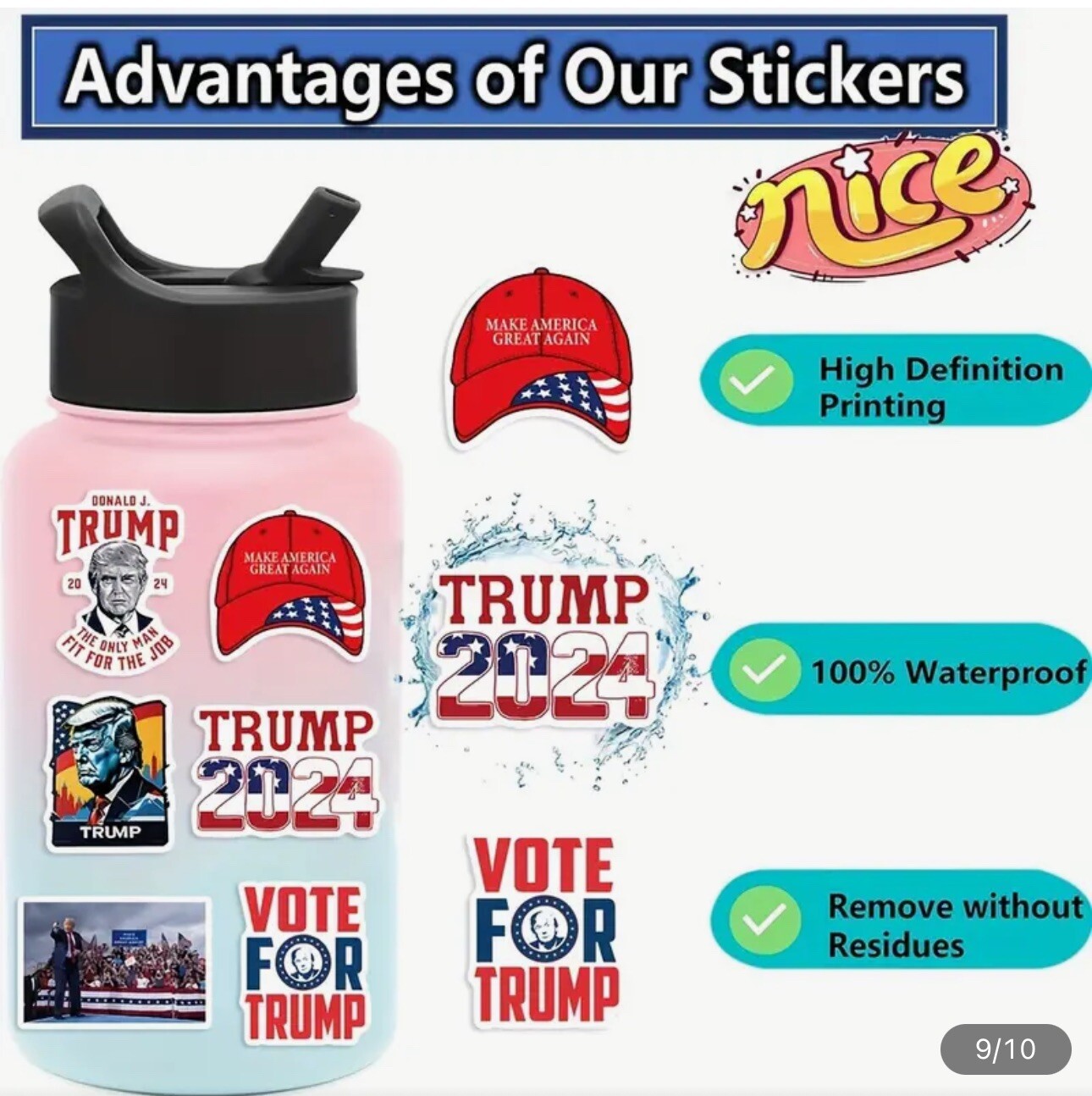 50 Bulk Lot Donald Trump MAGA 2024 Waterproof Car Stickers Decals 2-3” Lot B2