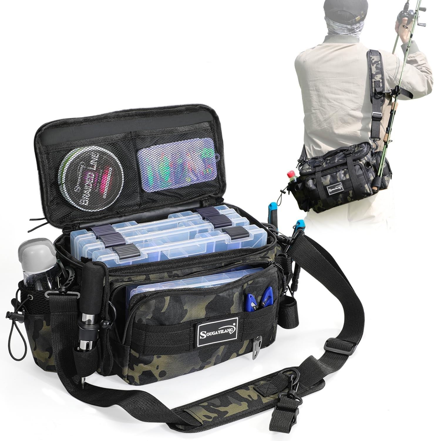 Fishing Tackle Bag with 3600 Piece Fishing Tackle Tray Fishing Tackle Organizer