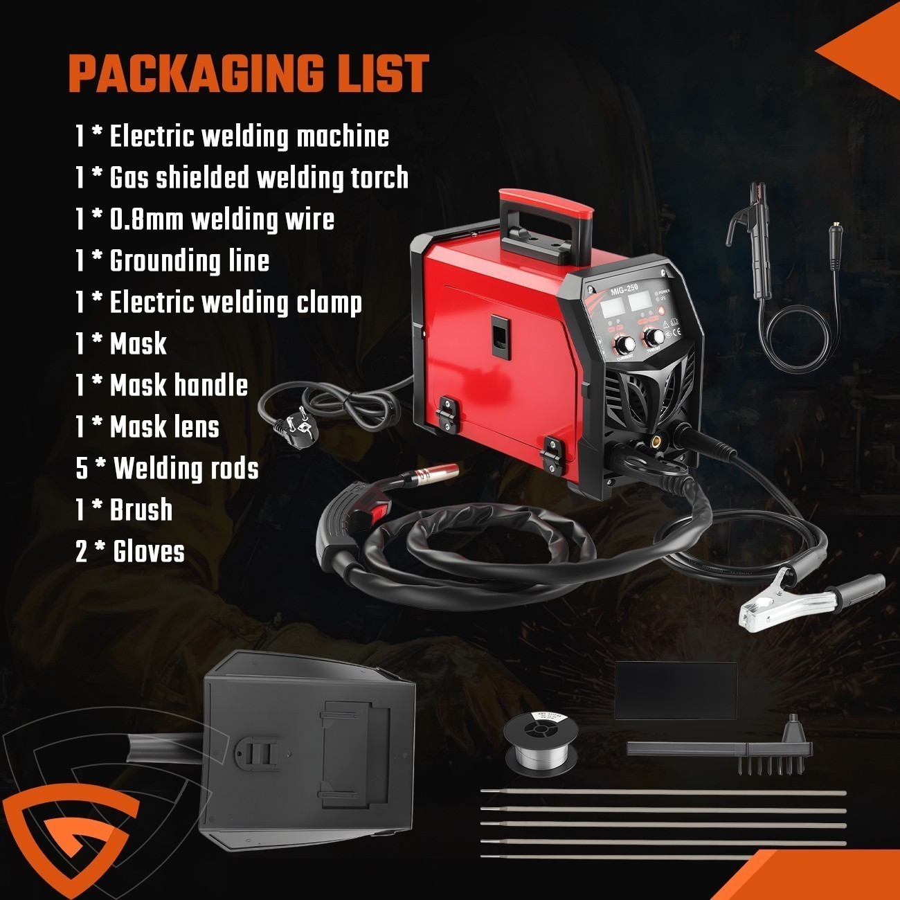 250A MIG Welder 110V Flux Core MIG Welder/Lift TIG/Stick 3 in 1 Welding Machine