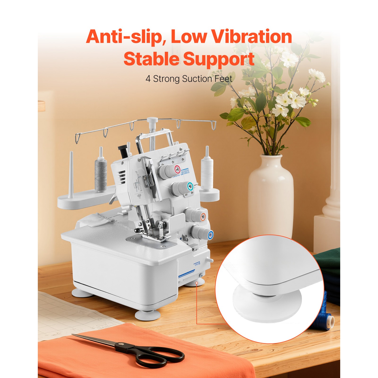 Uimoso Serger Overlock Sewing Machine with 3-4 Thread Options, 1250 SPM