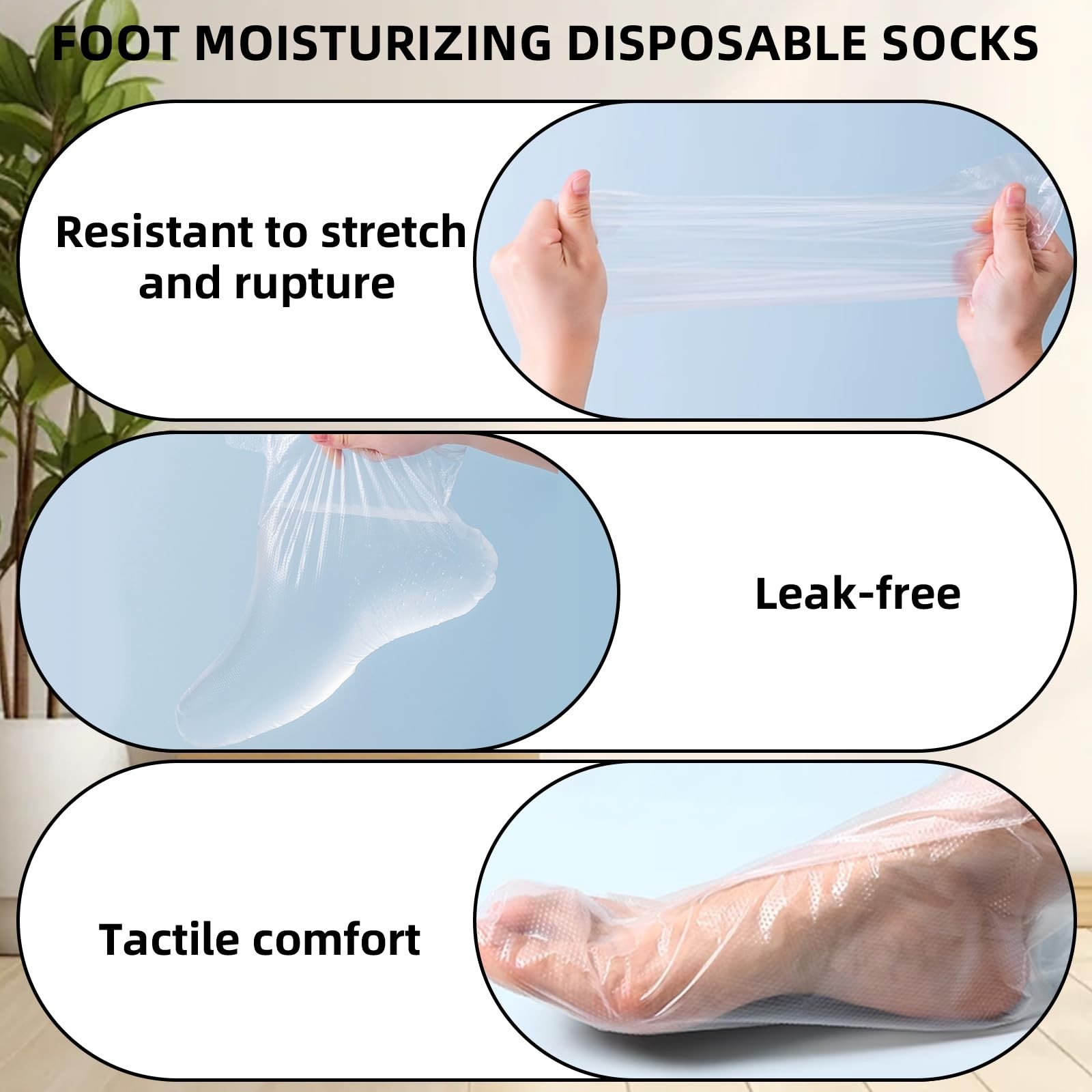200Pcs Disposable Foot Covers for Feet with 240 Snug Closure Transparent