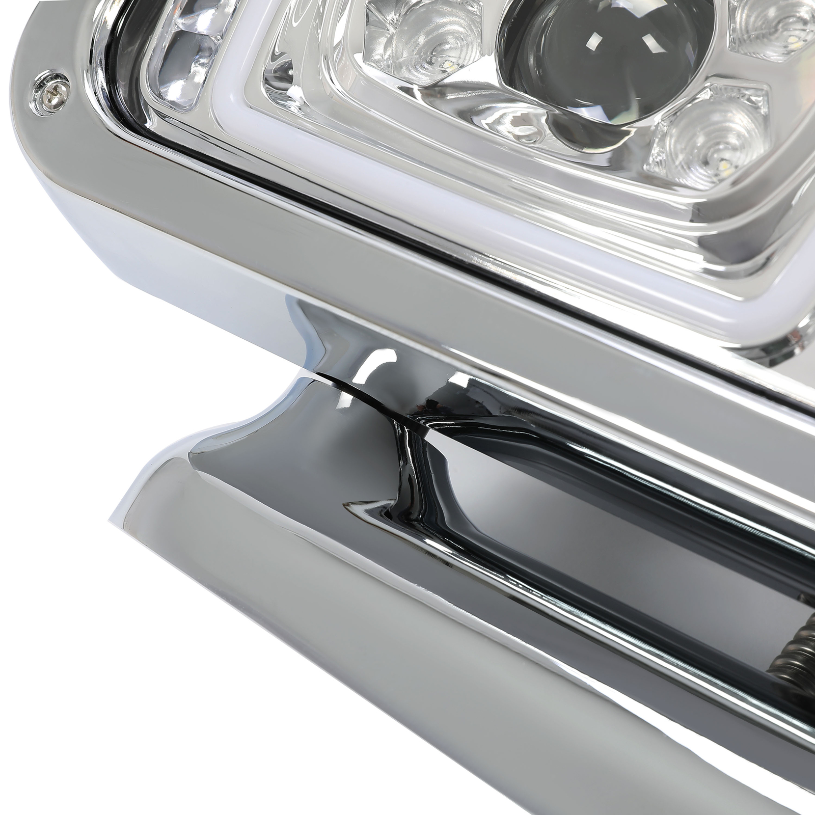 LED Signal Chrome Projector Headlights w/Mounting Arms For Peterbilt 359 379 389