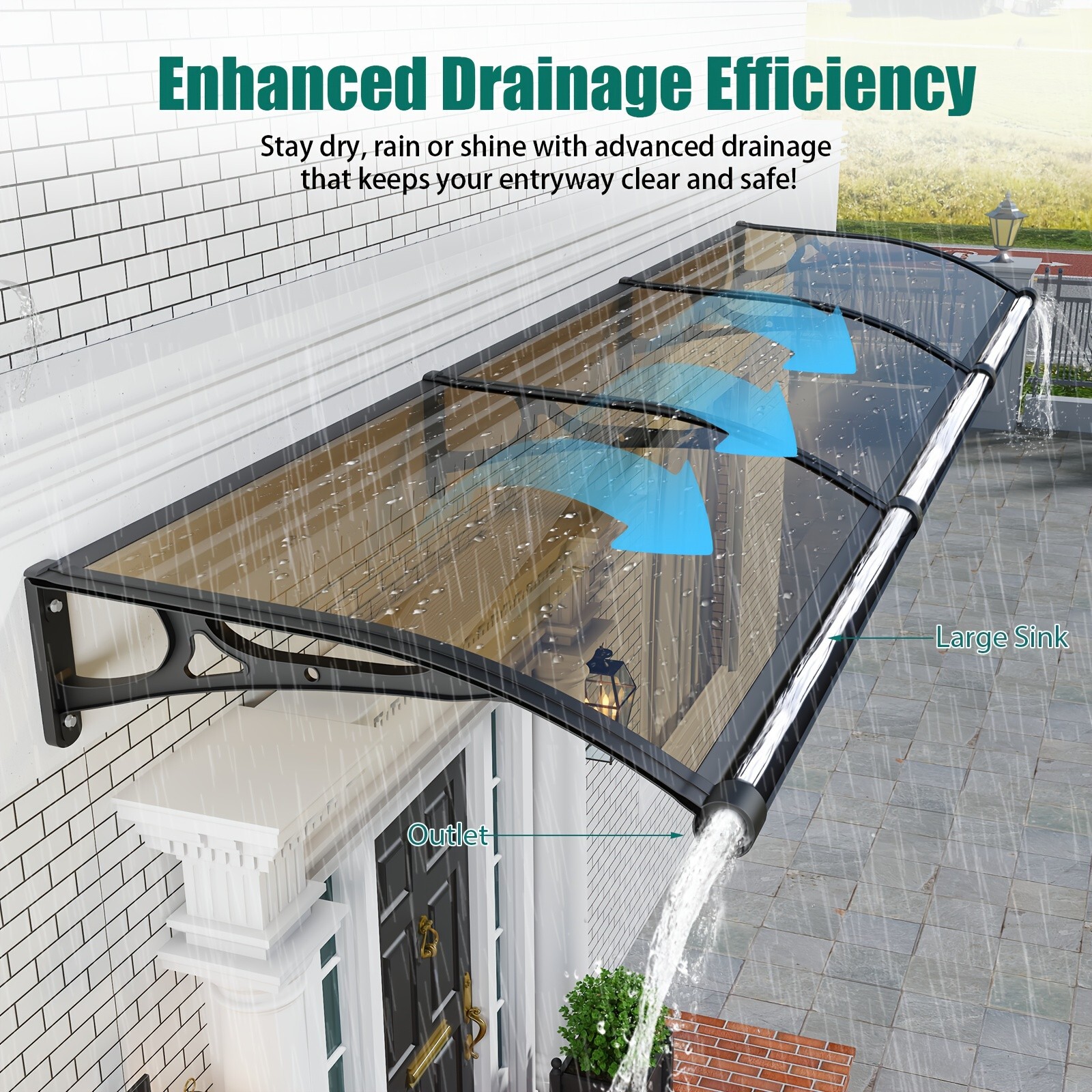 Aluminum Alloy Window Awning Door Canopy for Porch UV Rain Snow Cover Outdoor