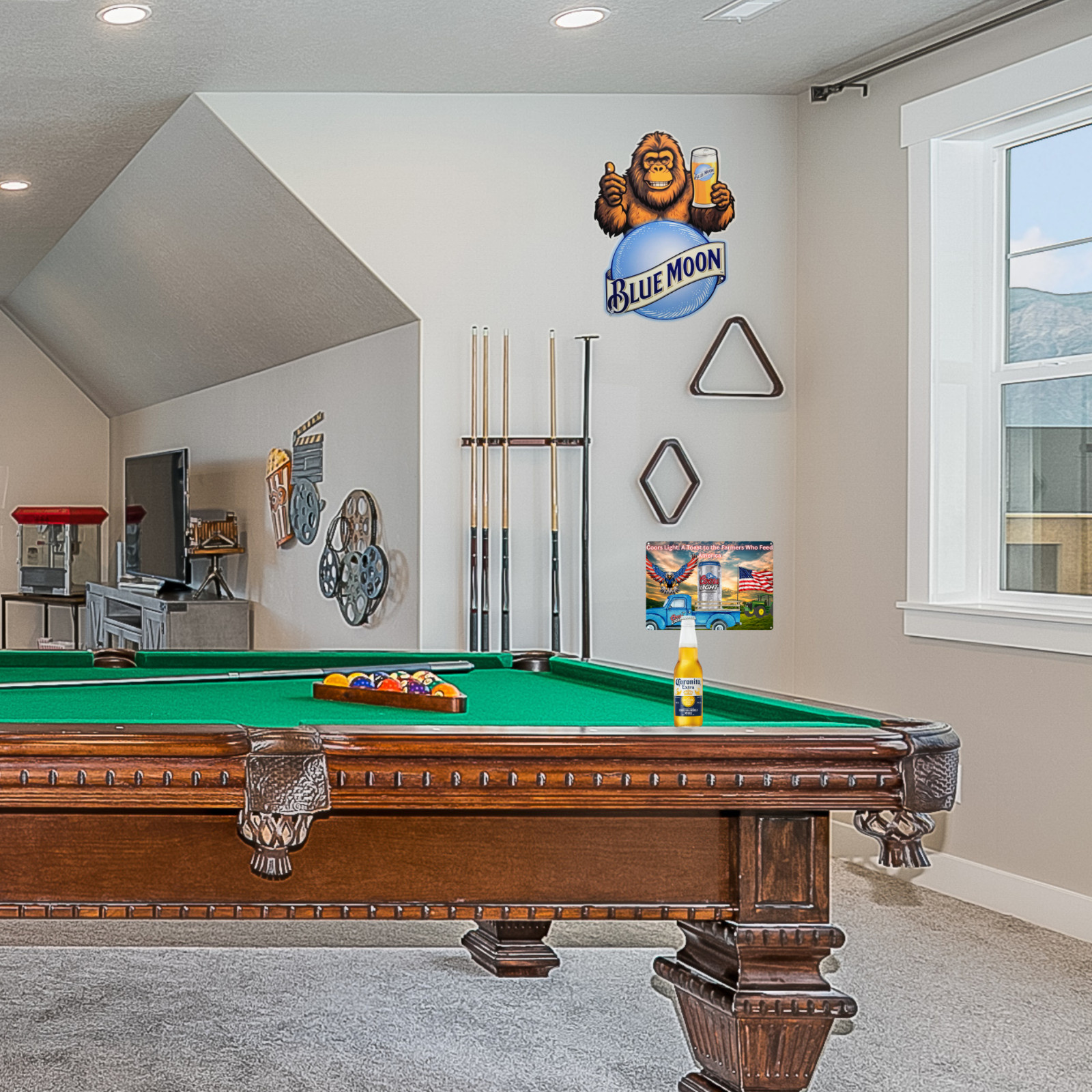 Big Foot Blue Moon Beer Advertising Metal Sign Bar Man Cave Garage 16"× 12"