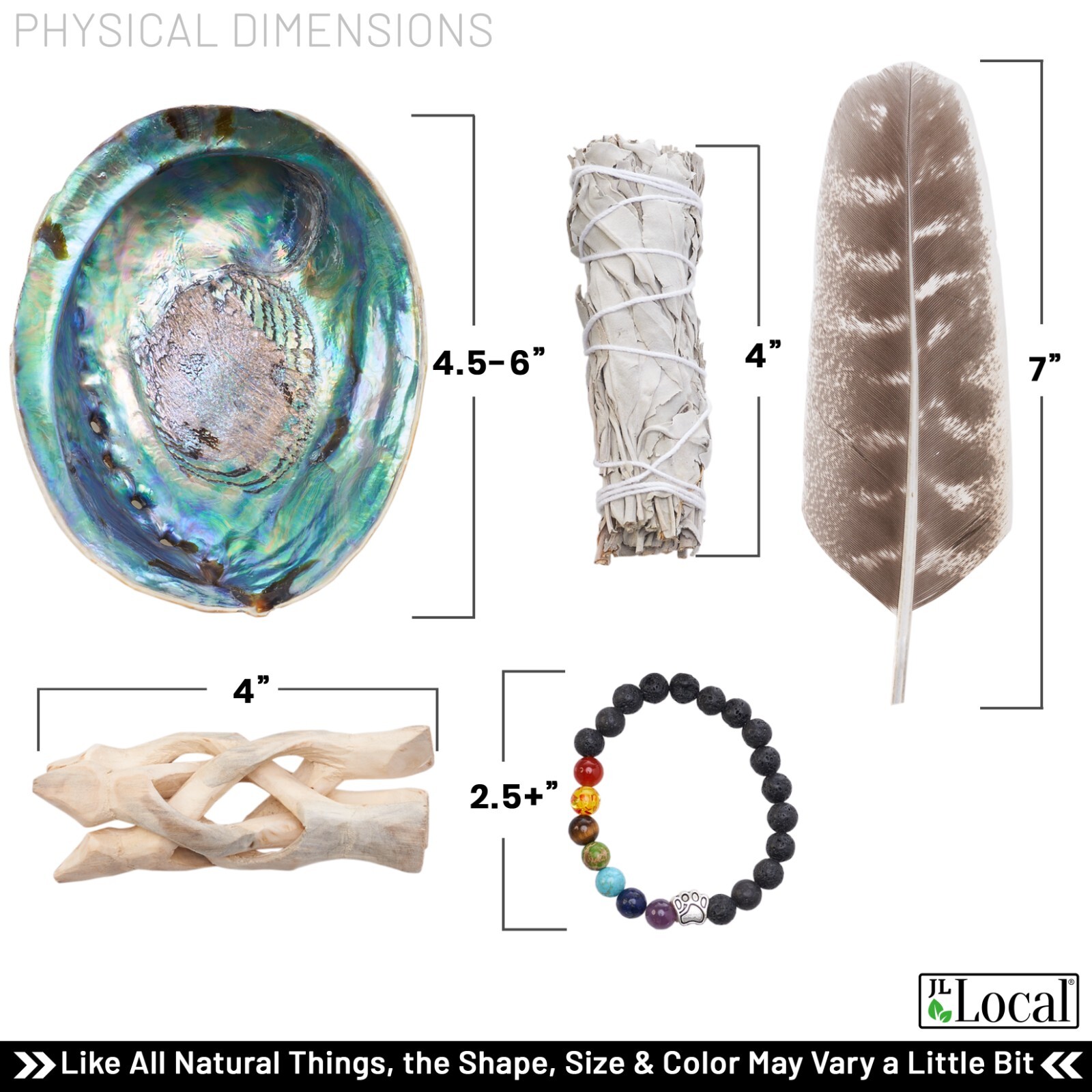 White Sage Smudge Stick Kit | Feather, Abalone Shell | Sage Smudging Kit