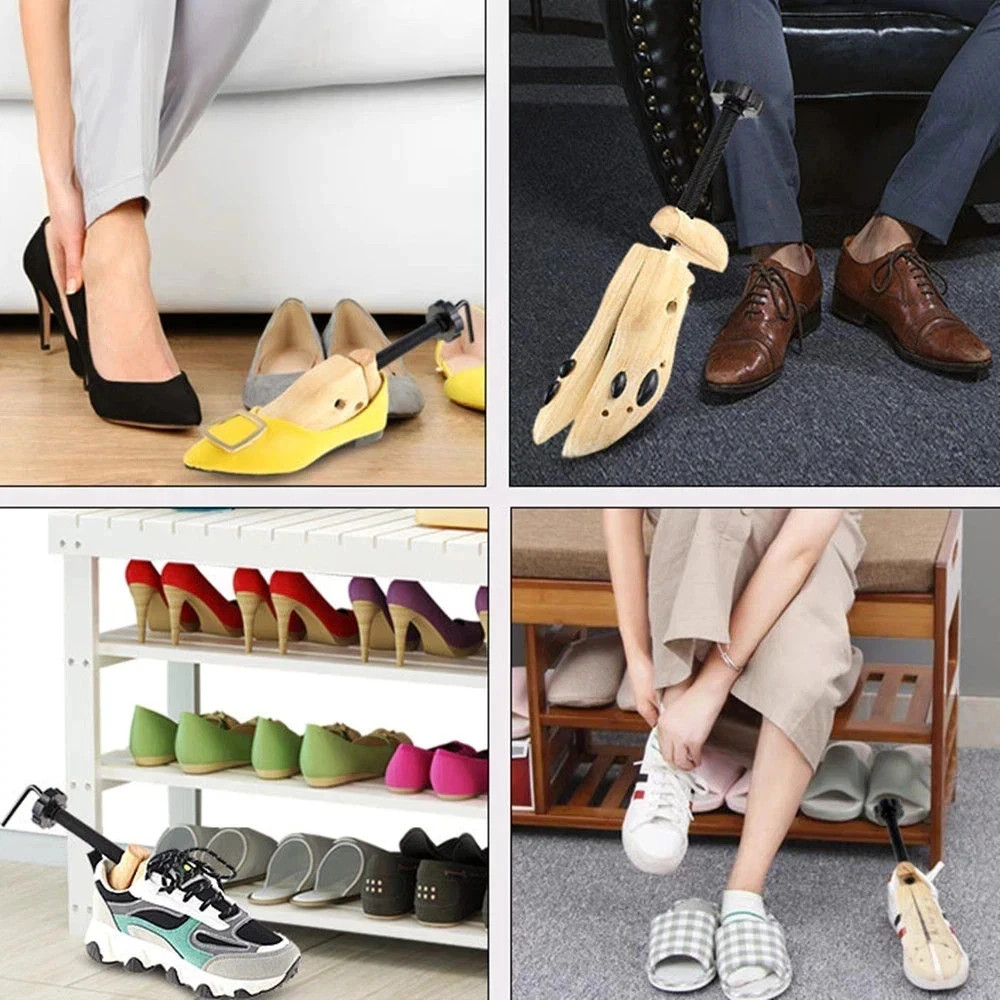 New One Pair 2-way Wooden Adjustable Shoe Stretcher for Men Women Size 9-13
