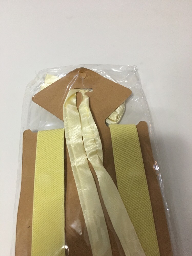 JIERKU Kids Clip On Suspenders Pre Tied Bow Tie Suspenders/Bow Tie Yellow