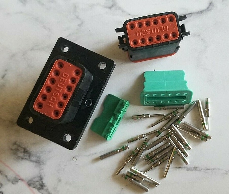 Black Deutsch DT Series 12-Pin Flange Connector Kit 14-16AWG Solid Contacts, USA