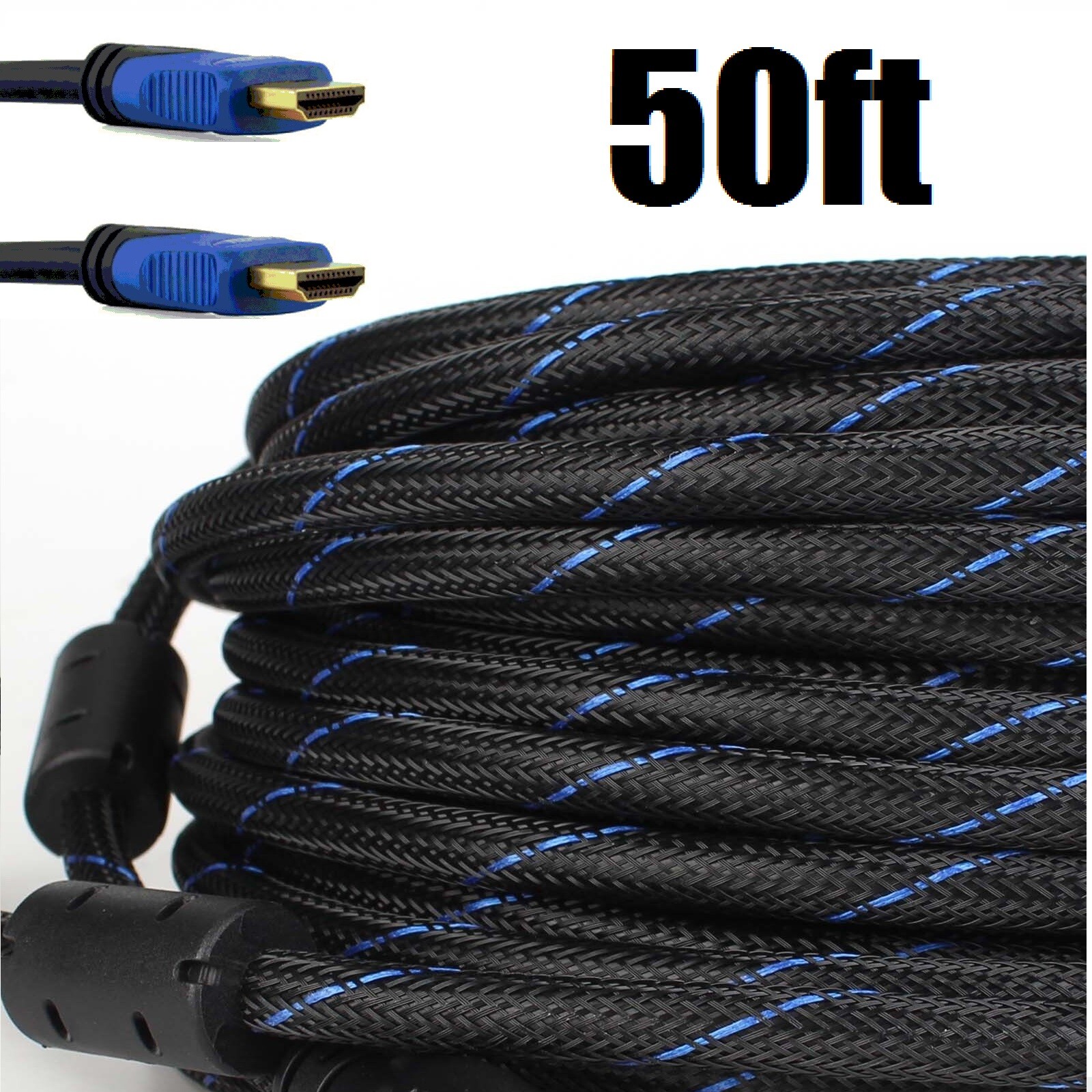 HDMI 1.4 CABLE Cord 6FT 10FT 15FT 25FT 30FT 50FT 75FT 100FT HIGH SPEED Blue Lot