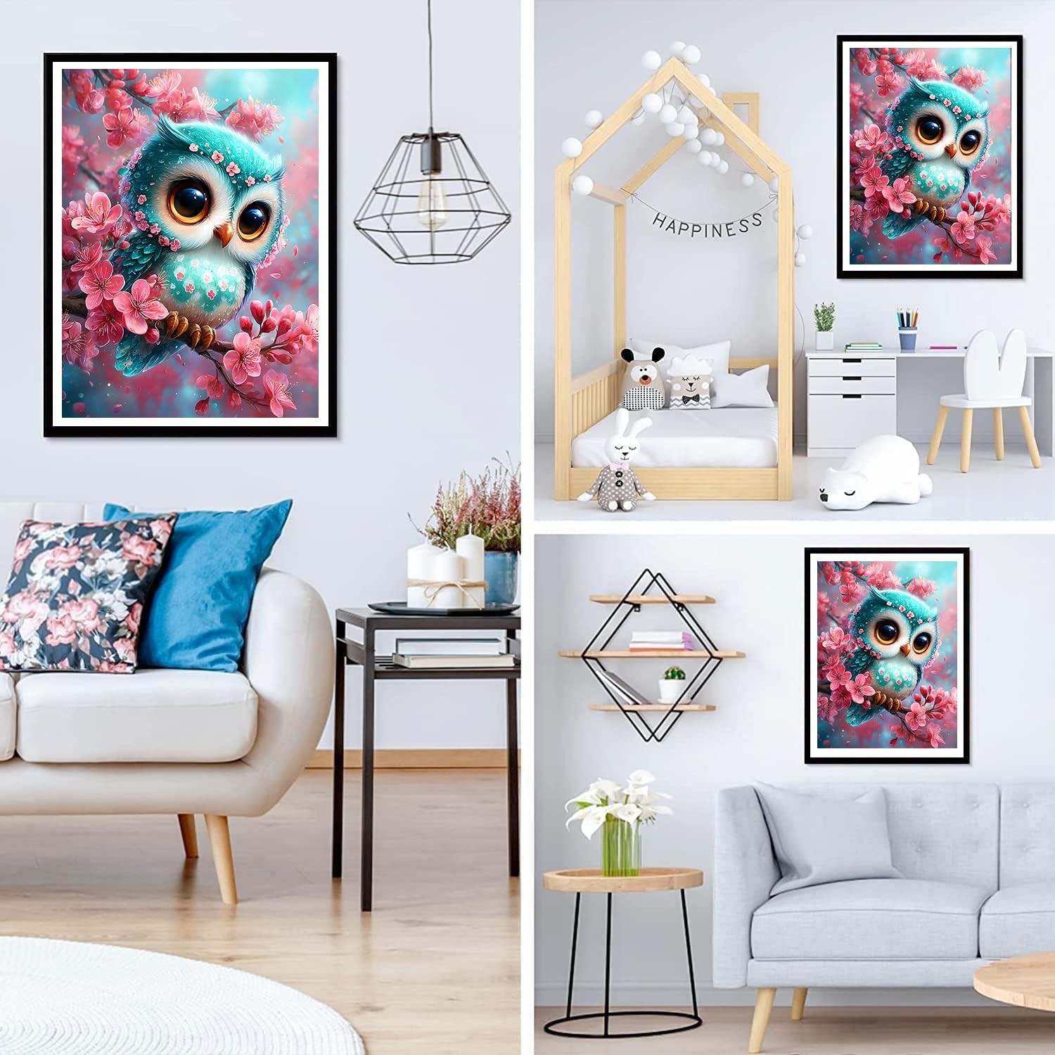 Baby Owl Diamond Painting Kits for Adults Beginners, 5D Flowers Diamond Art Kits