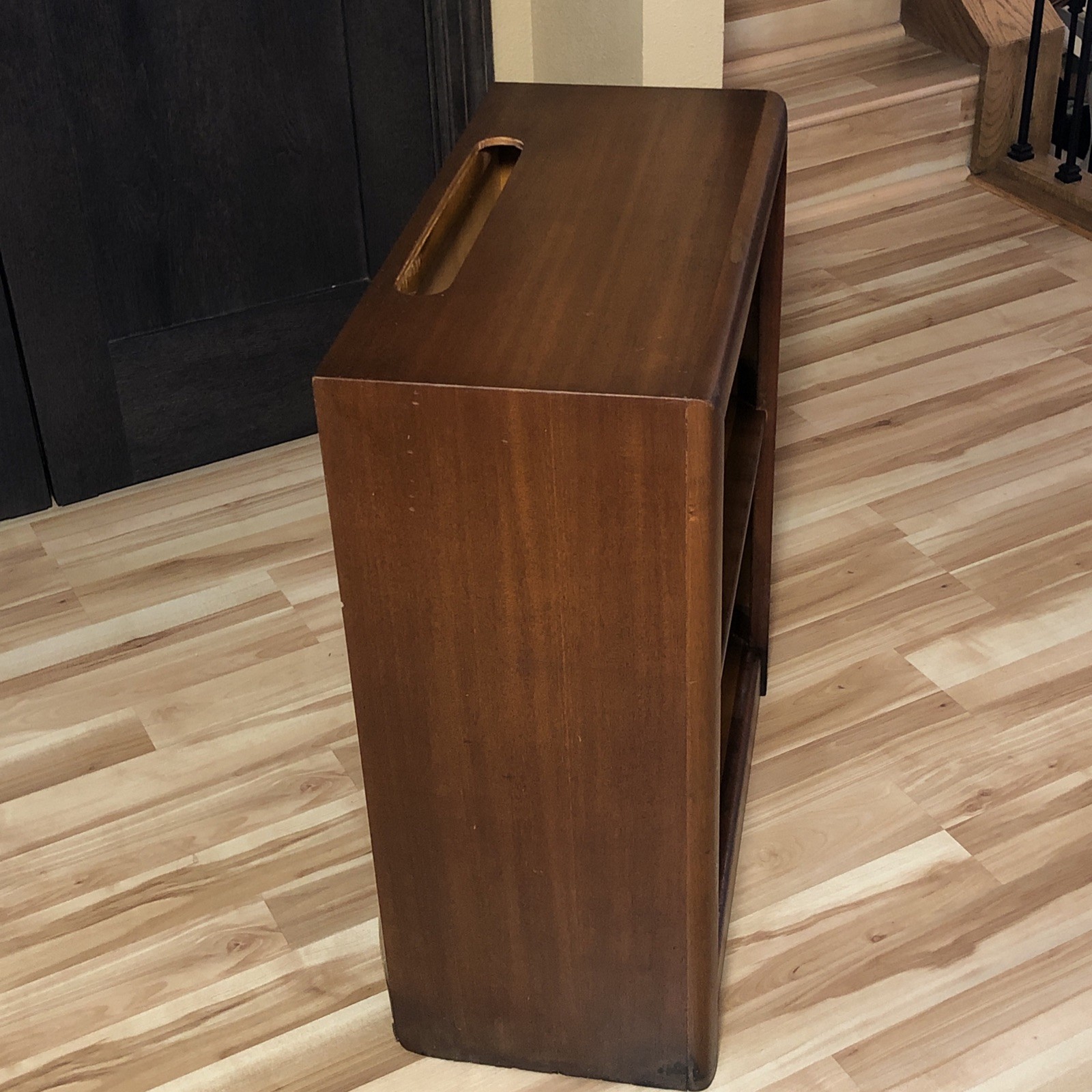 Midcentury Mahogany Wood Encyclopedia Bookcase Bookshelf Rounded Edges VTG MCM