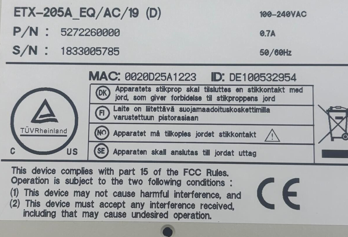 Rad ETX-205A_EQ/AC/19 Ethernet Demarcation Device ETX-205A
