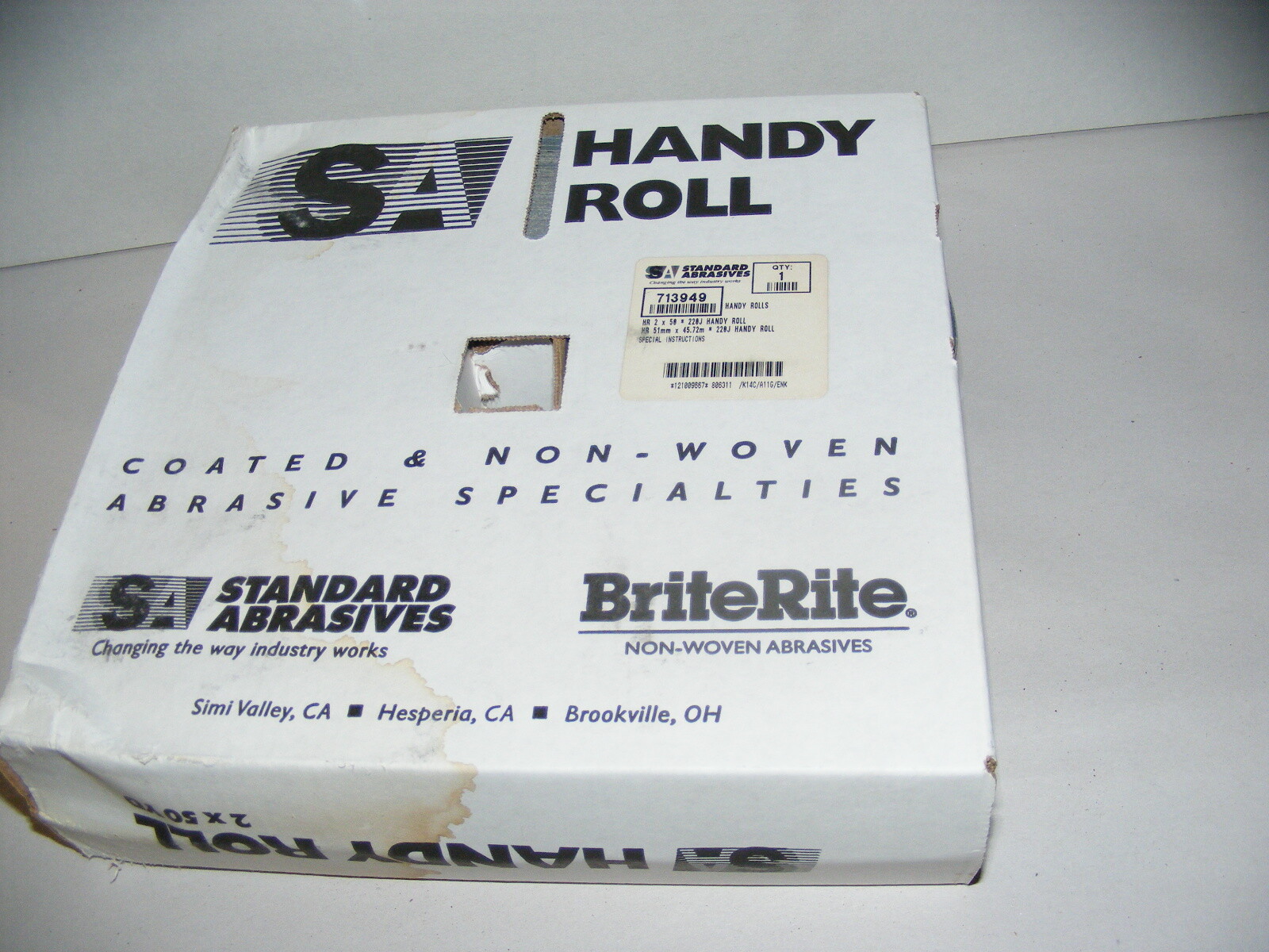 2" x 50 yds. 220 Grit Standard Abrasives Abrasive Cloth 713949