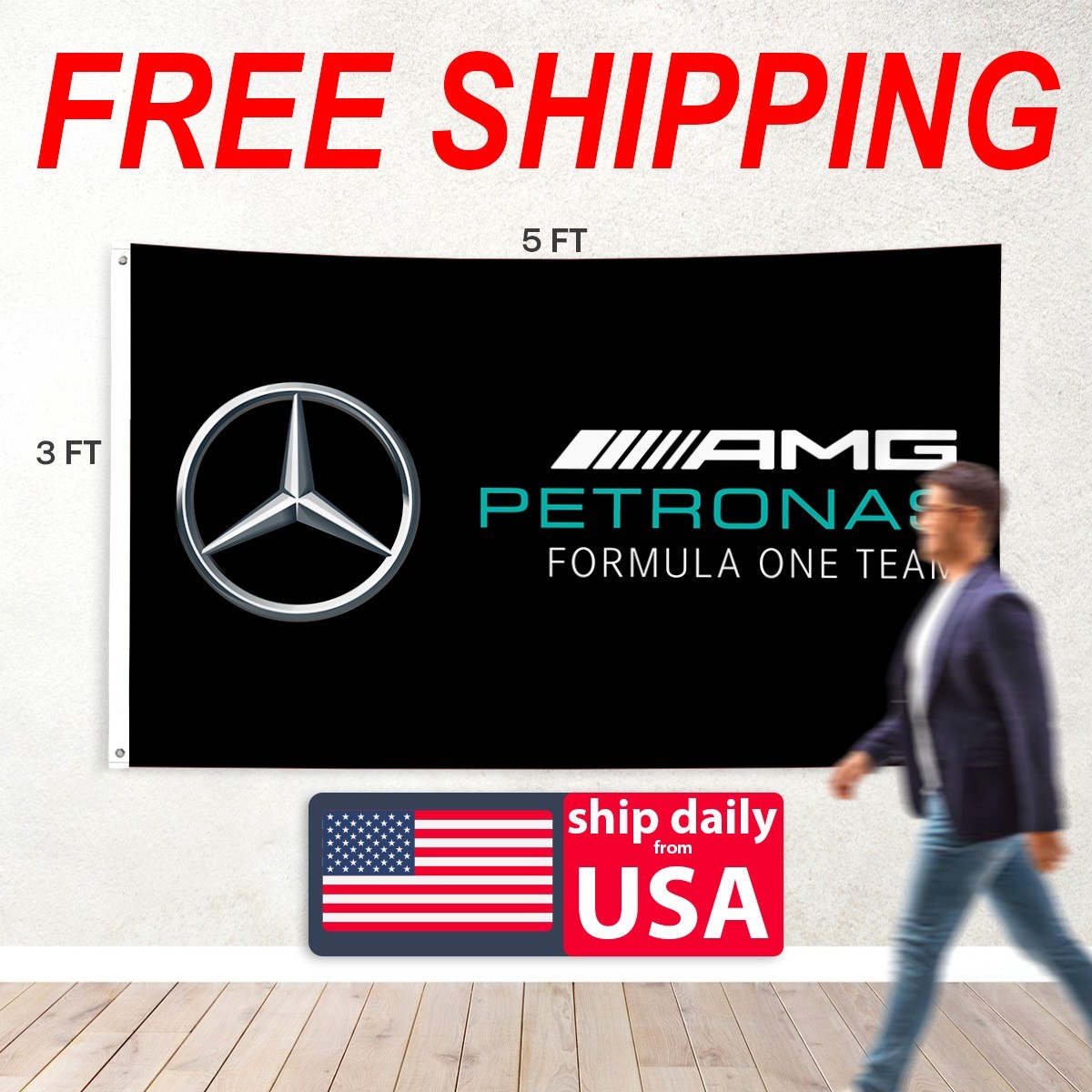 Mercedes Benz 3x5FT Flag Banner AMG F1 Man Cave Garage Shop Fast Shipping