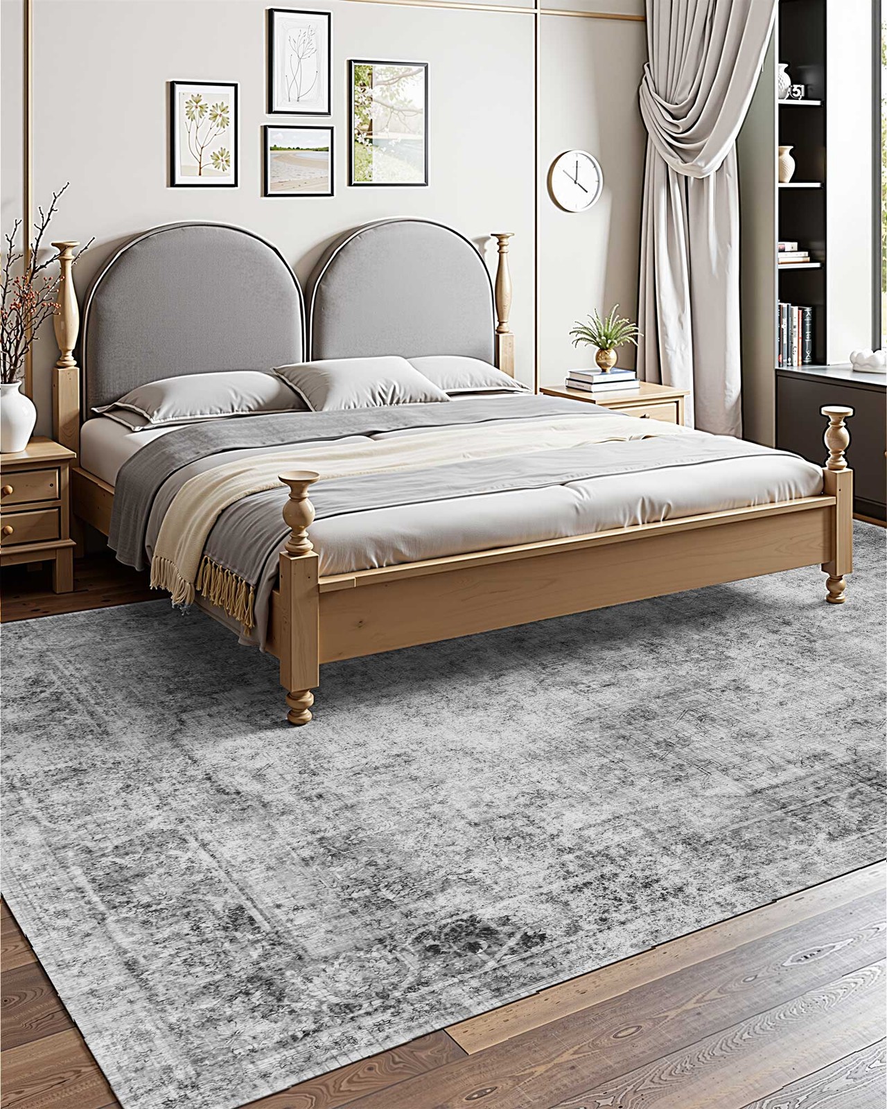 Large Area Rug 9 x 12 ft Anti-Skid Floor Mat Indoor Carpet Washable Modern Gray