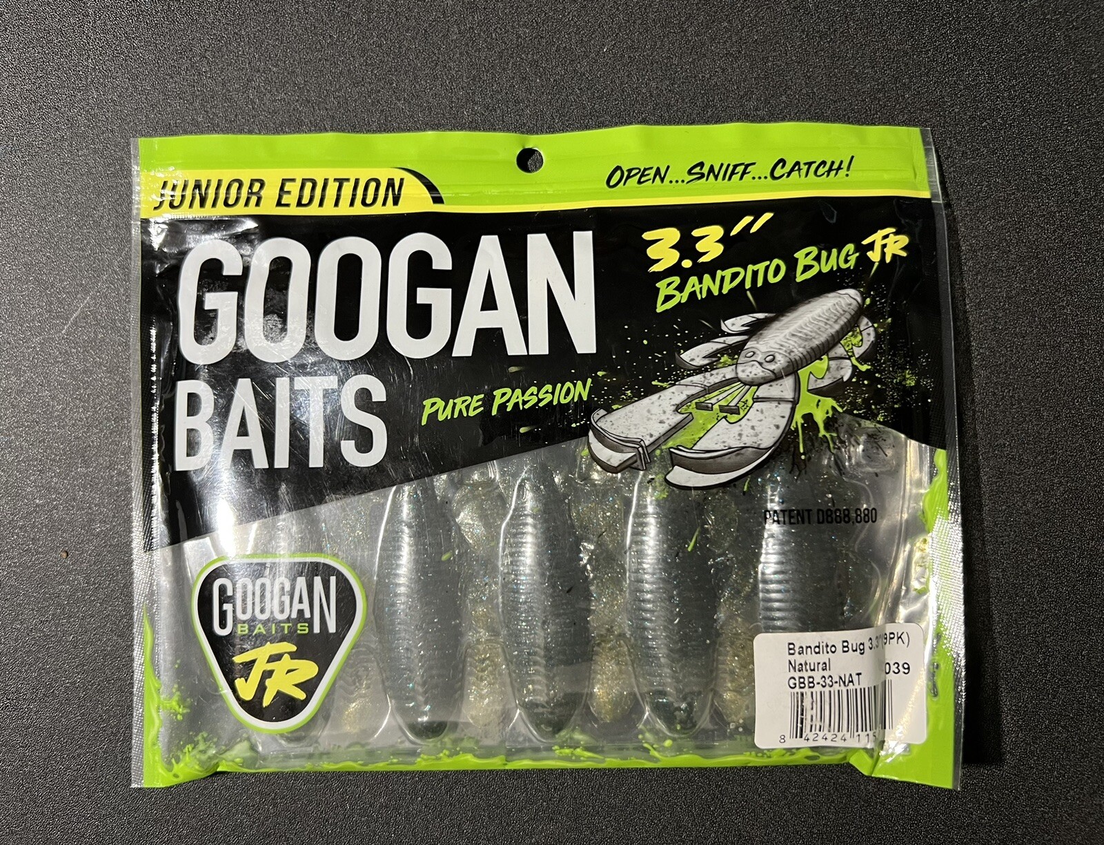 9-Pack GOOGAN BAITS JR GBB-33-NAT Bandito Bug Jr 3.3" Natural Color Fishing Lure
