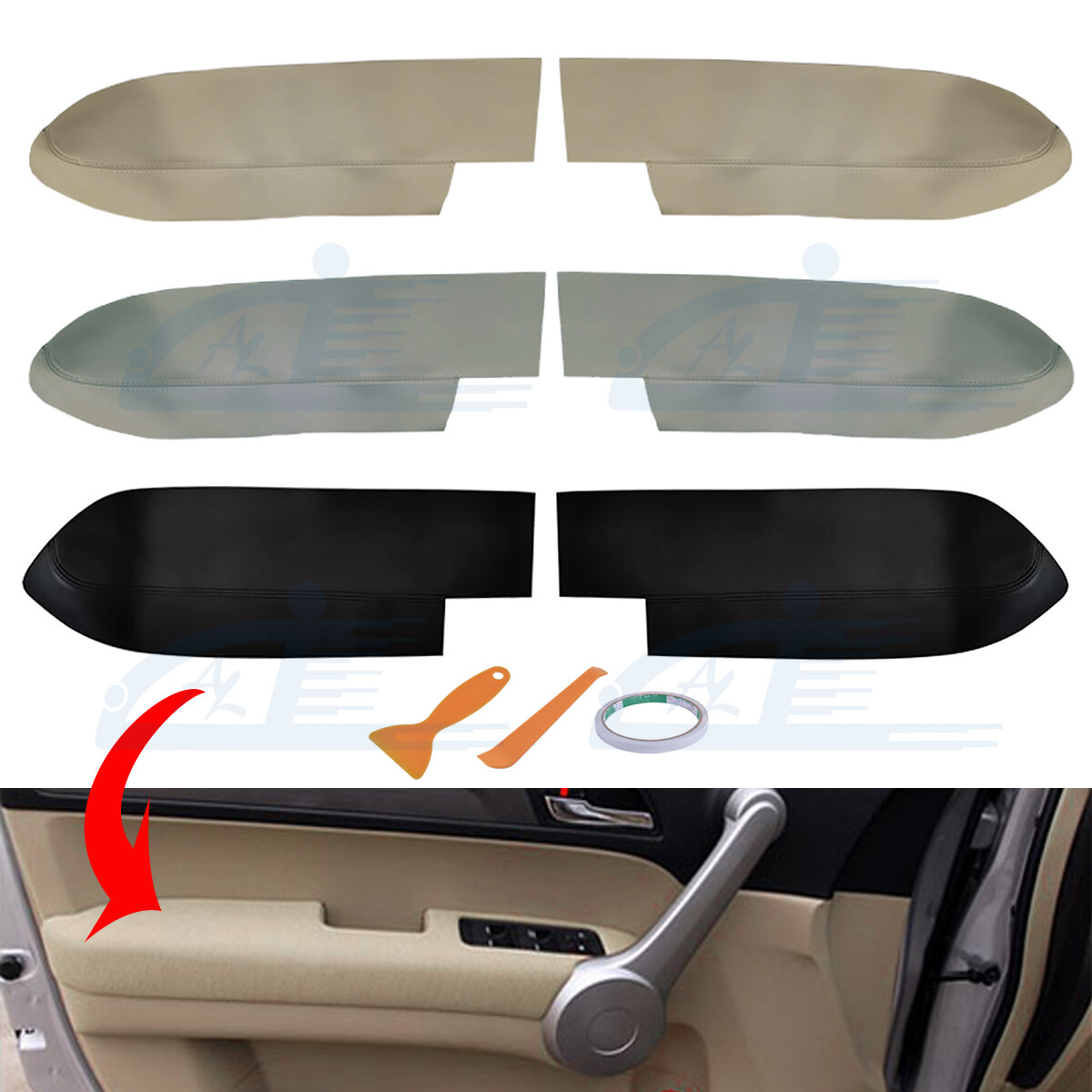 Front Door Panel Armrest Cover Synthetic Leather for Honda CR-V CRV 2007-2012