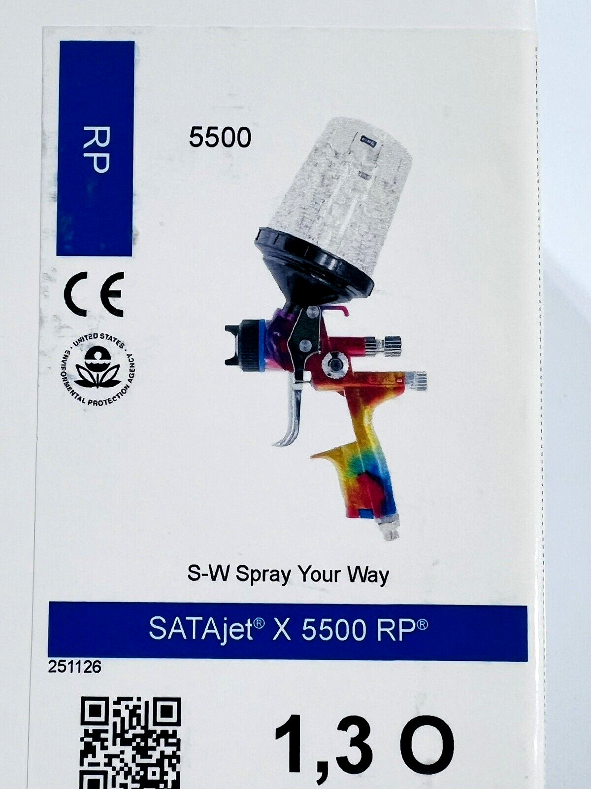 SATAjet X 5500 RP 1.3 O Standard Spray Gun W/RPS Cups  - Limited Special Edition