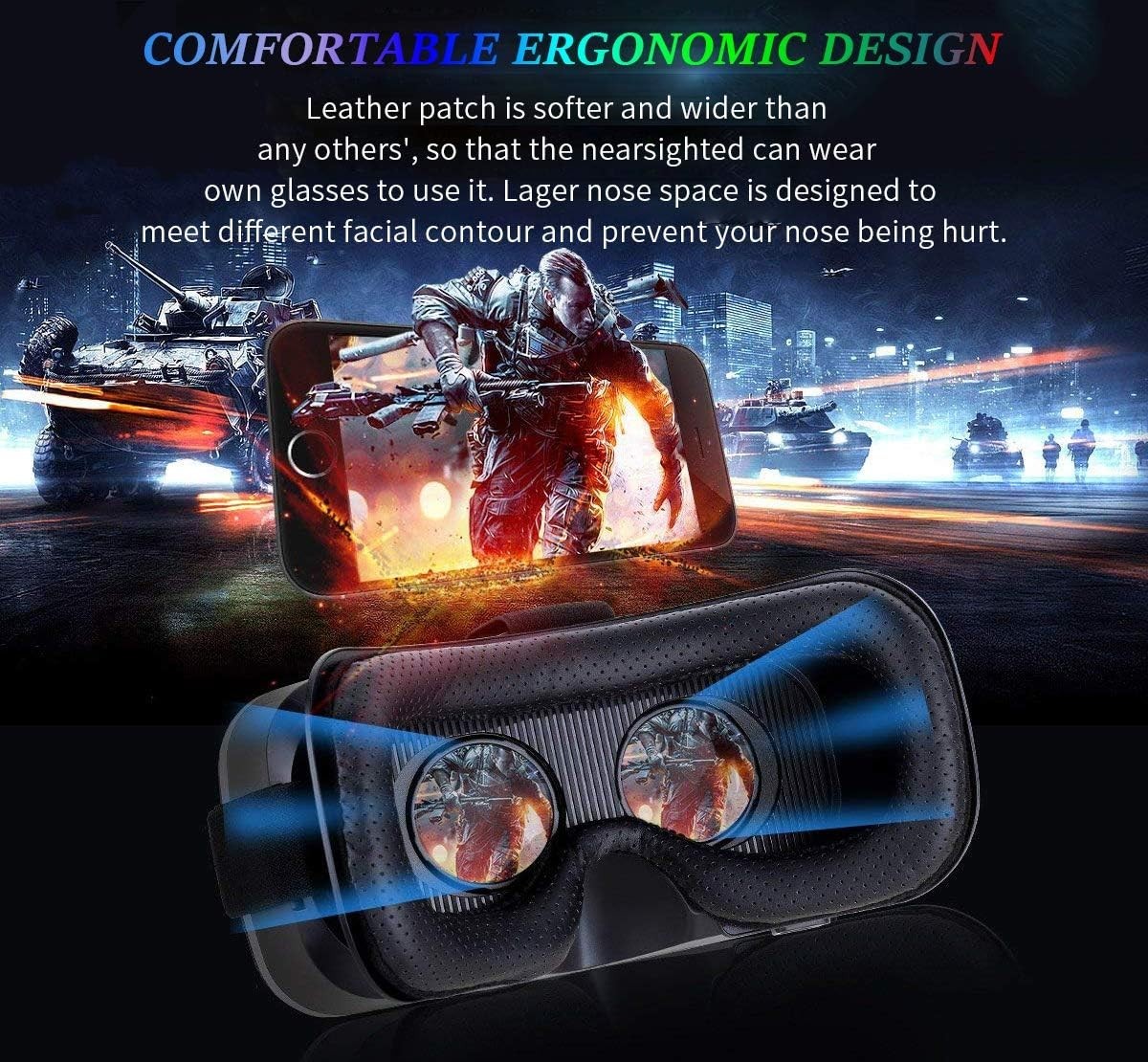 VR Headset Compatible with iPhone & Android Virtual Reality VR Goggles