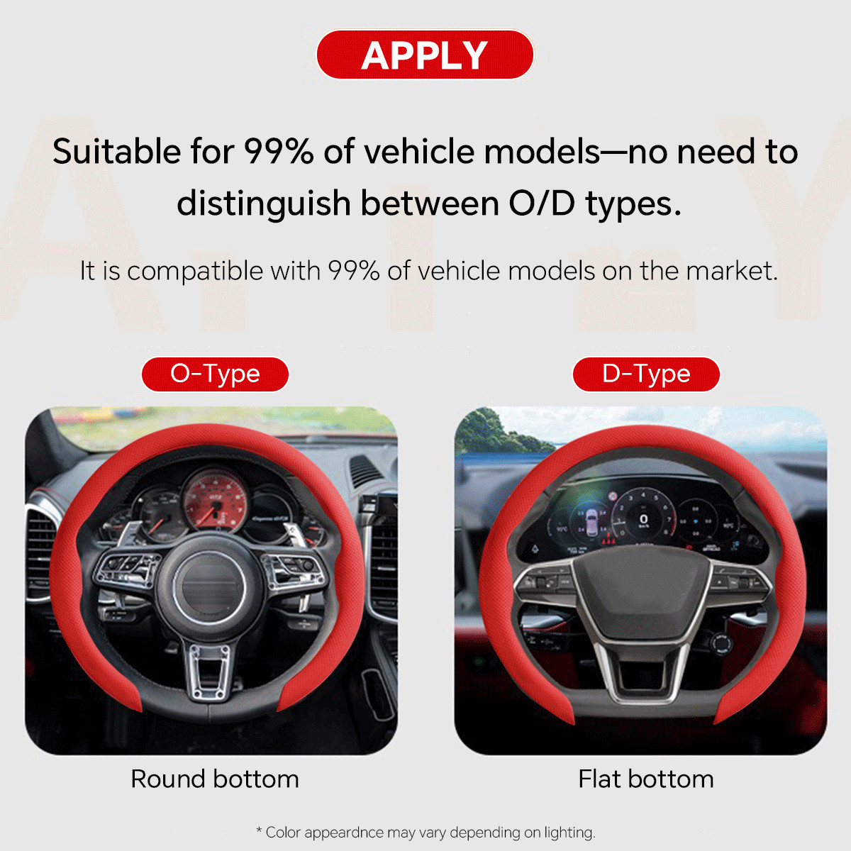 For Acura Red Steering Wheel Cover Ultra-thin Nappa Leather Breathable Anti-slip