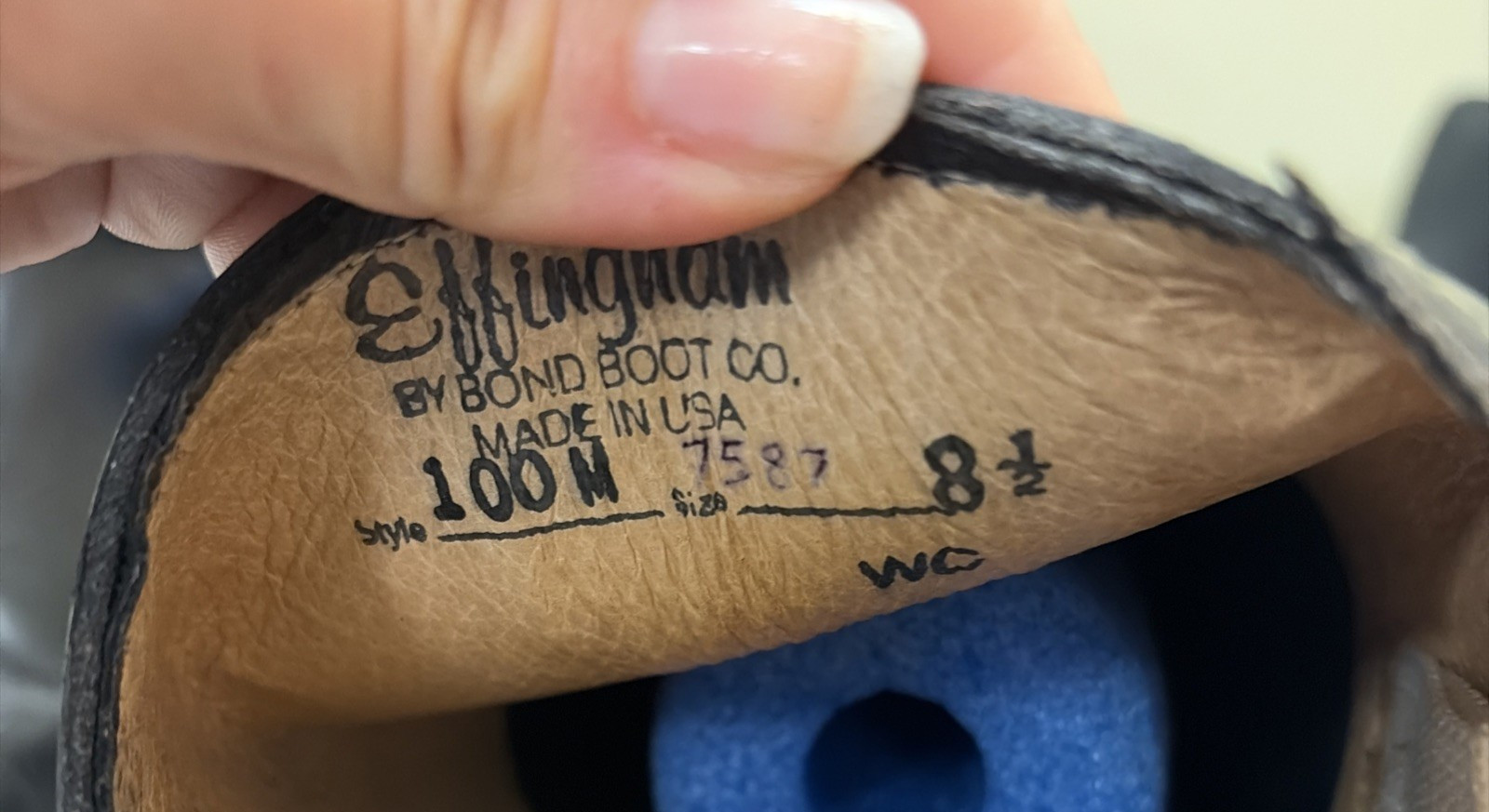 'Effingham' Brand Black Leather Tall Riding Boots, Made in USA - SIZE 8 1/2