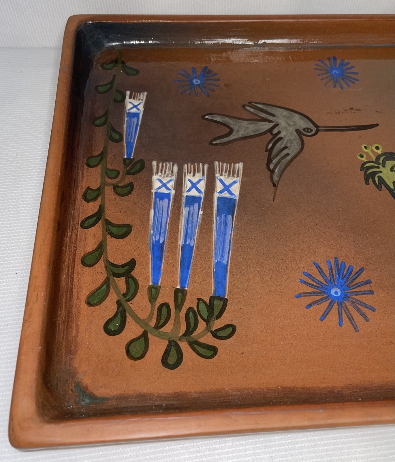 Seminario Peru Terracotta 15 Inch Tray Hand Crafted Hand Painted