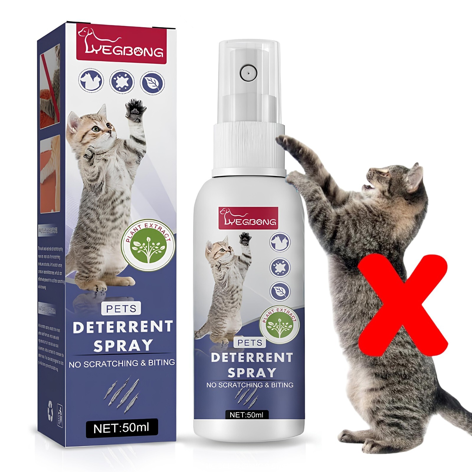 Yegbong Cat Deterrent/Repellent Spray 50ml– Stop Scratching, Biting, Marking