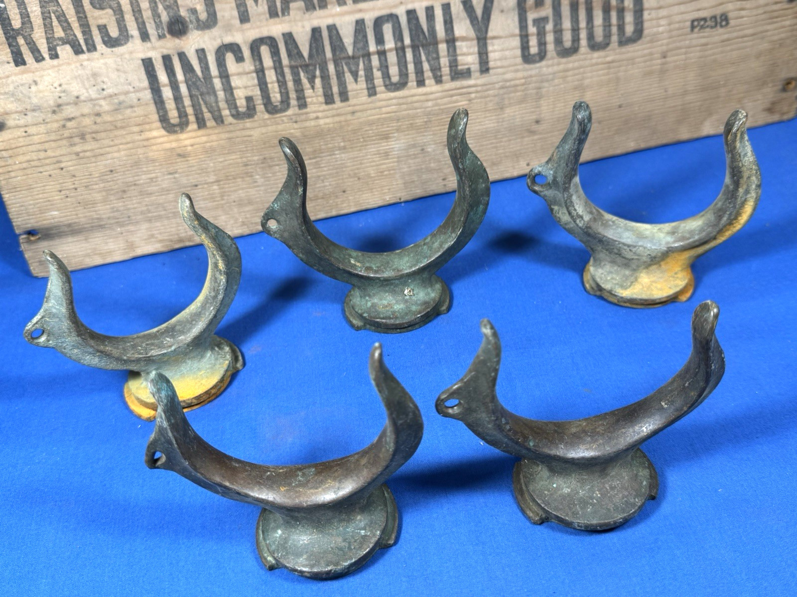 5 Vintage Oar Locks ~ 3 Bronze & 2 Galvanized ~ Belfast, ME Estate Find