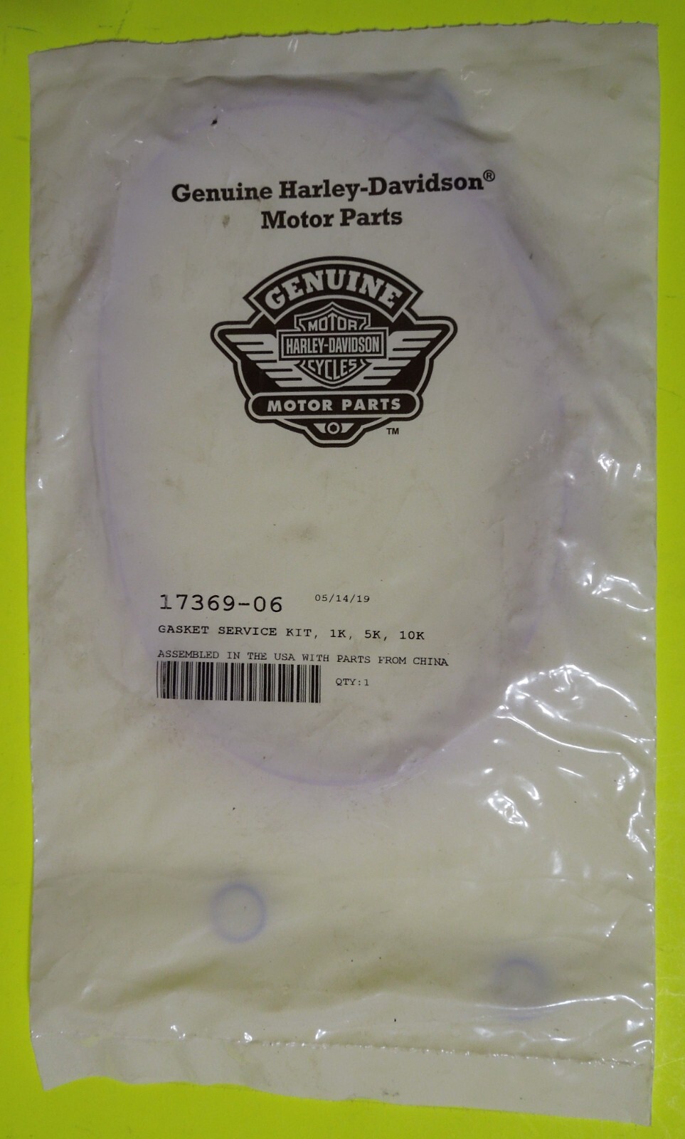 1 NEW OEM Harley Davidson 1K, 5K, 10K Service Gasket Kit P/N 17369-06