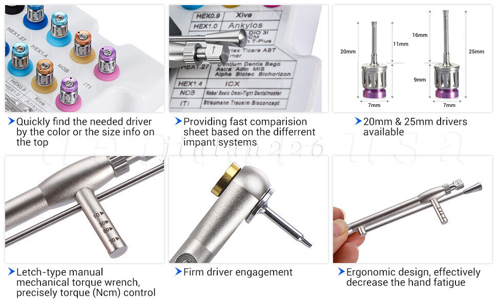 Universal Implant Prosthetic Kit Screwdriver Hex Driver Torque Wrench