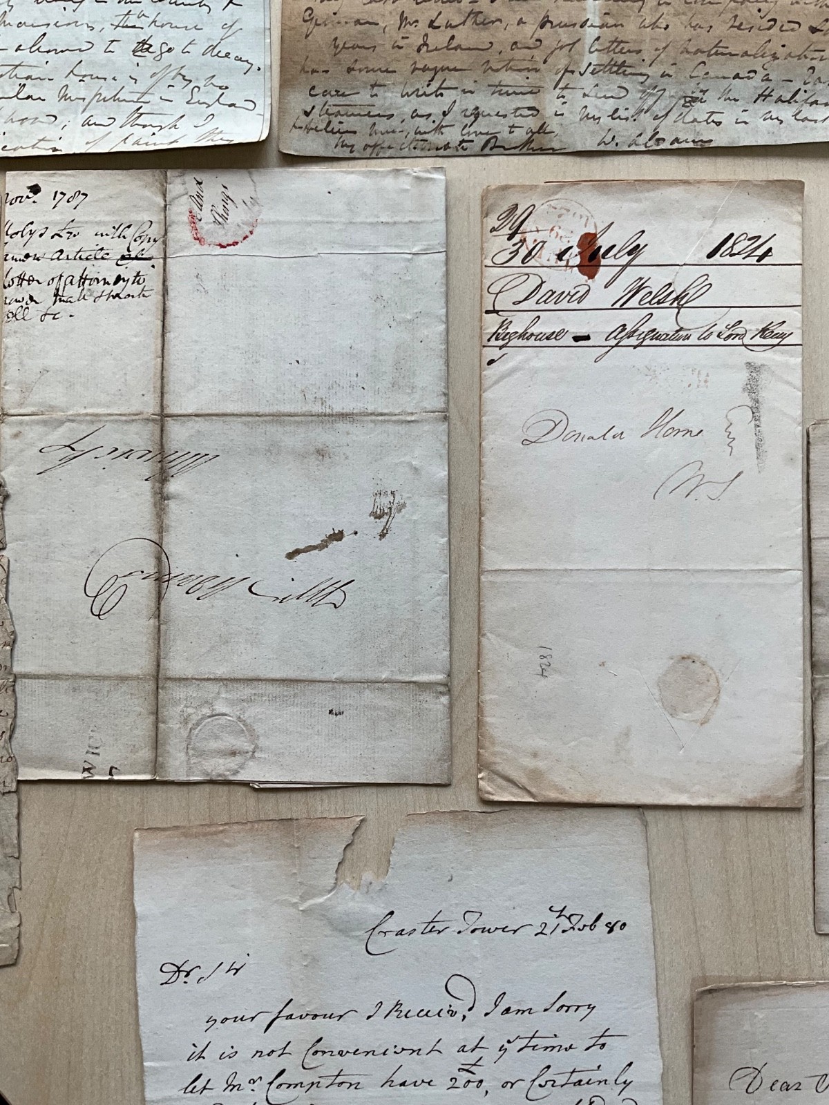 Antique GB Ephemera 1704 - 1880 mixed collection letters, deeds, invoices #SF45