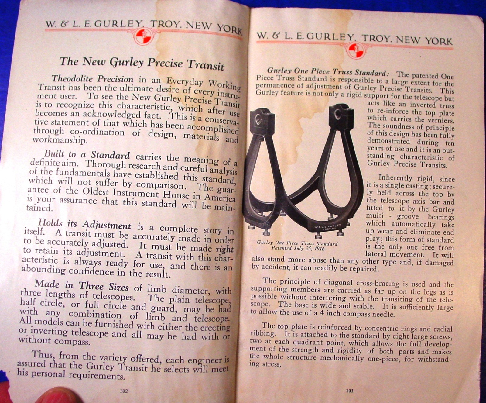 1928 Gurley Engineering Surveying & Drafting Insts. Catalog/Bulletin